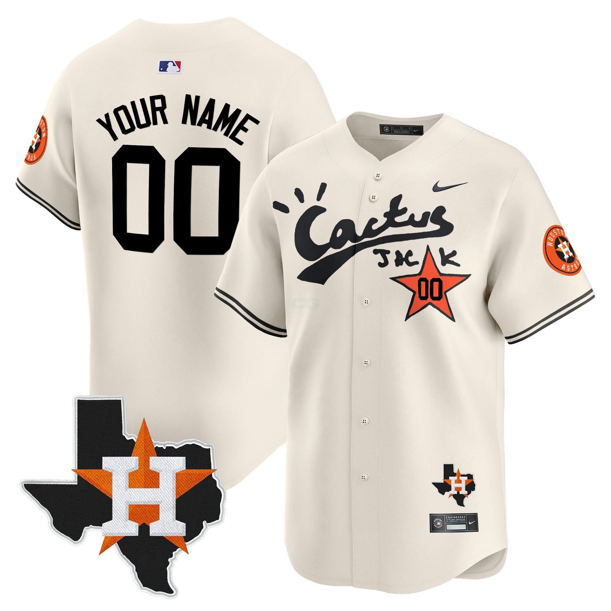 Camisa MLB Houston Cactus Jack Patch Vapor Premier Limited Jersey V11 – Stitched