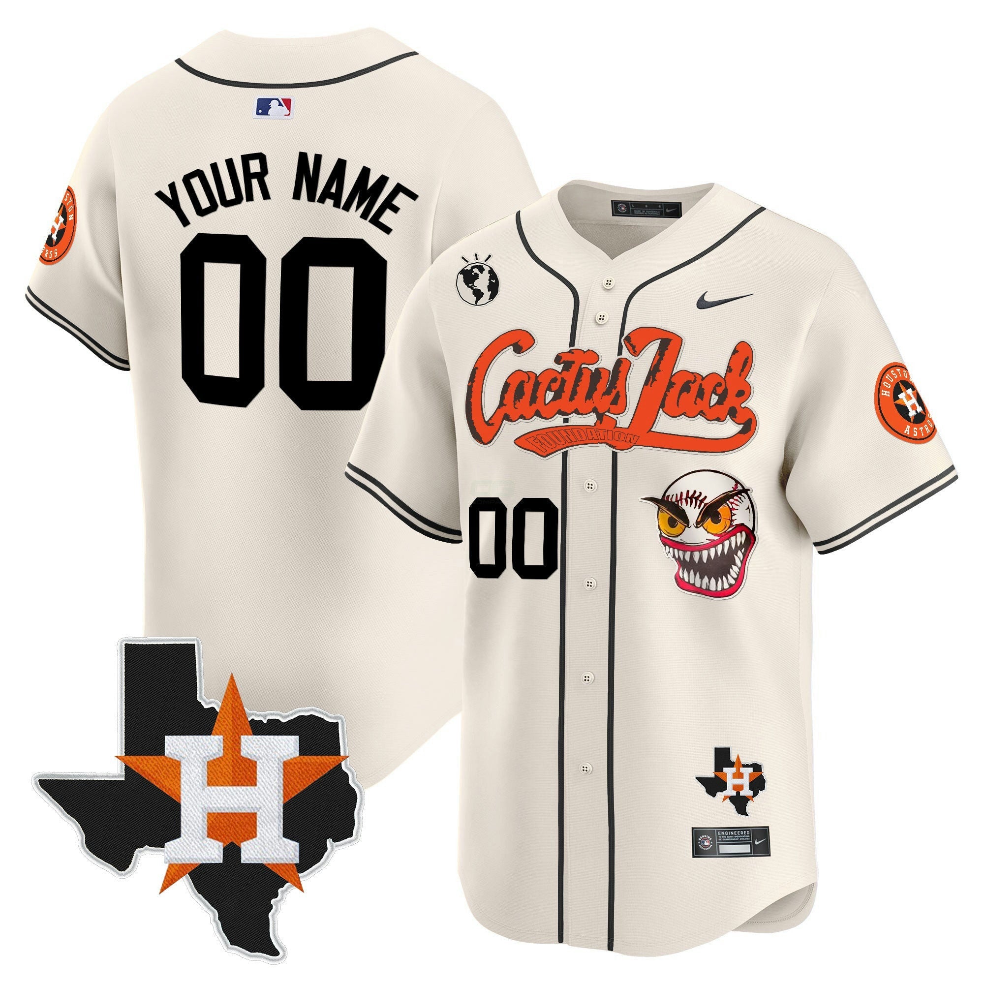Camisa MLB Houston Cactus Jack Patch Vapor Premier Limited Jersey V12 – Stitched