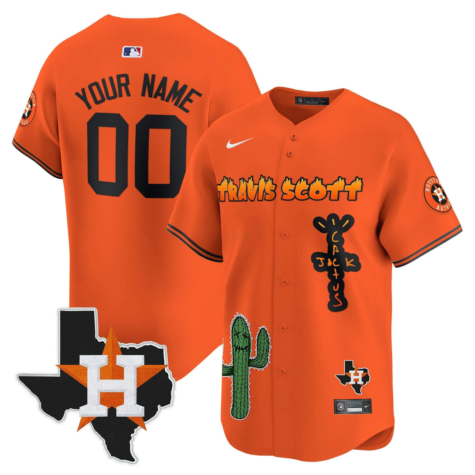 Camisa MLB Houston Cactus Jack Patch Vapor Premier Limited Jersey V9 – Stitched