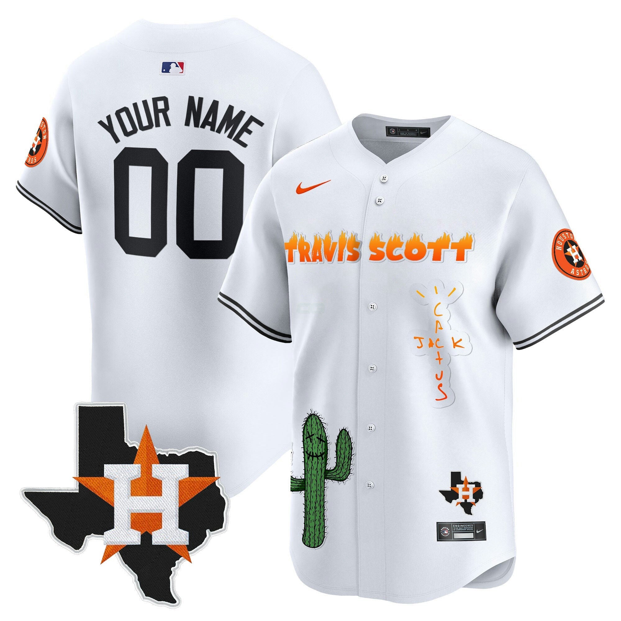 Camisa MLB Houston Cactus Jack Patch Vapor Premier Limited Jersey V9 – Stitched