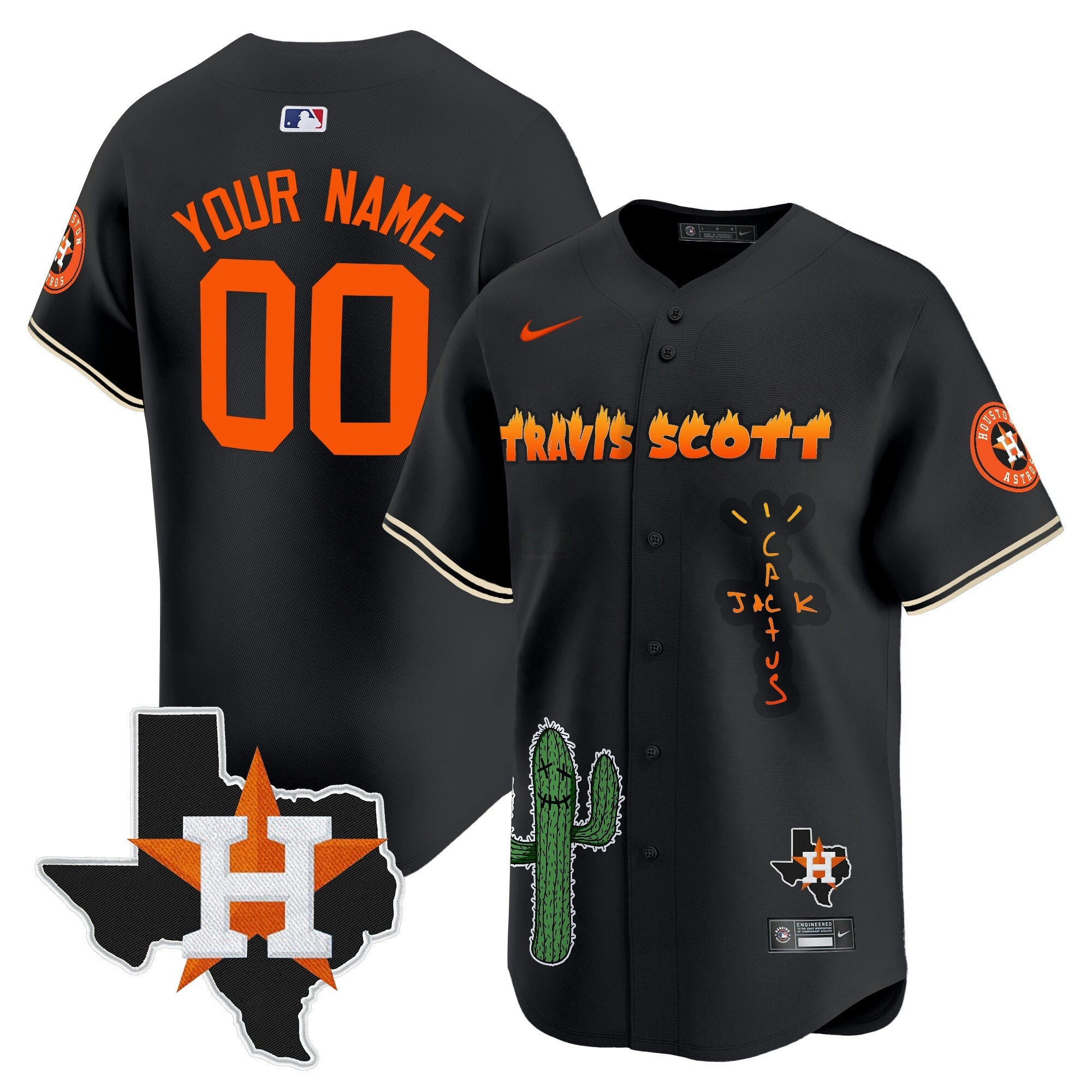 Camisa MLB Houston Cactus Jack Patch Vapor Premier Limited Jersey V9 – Stitched