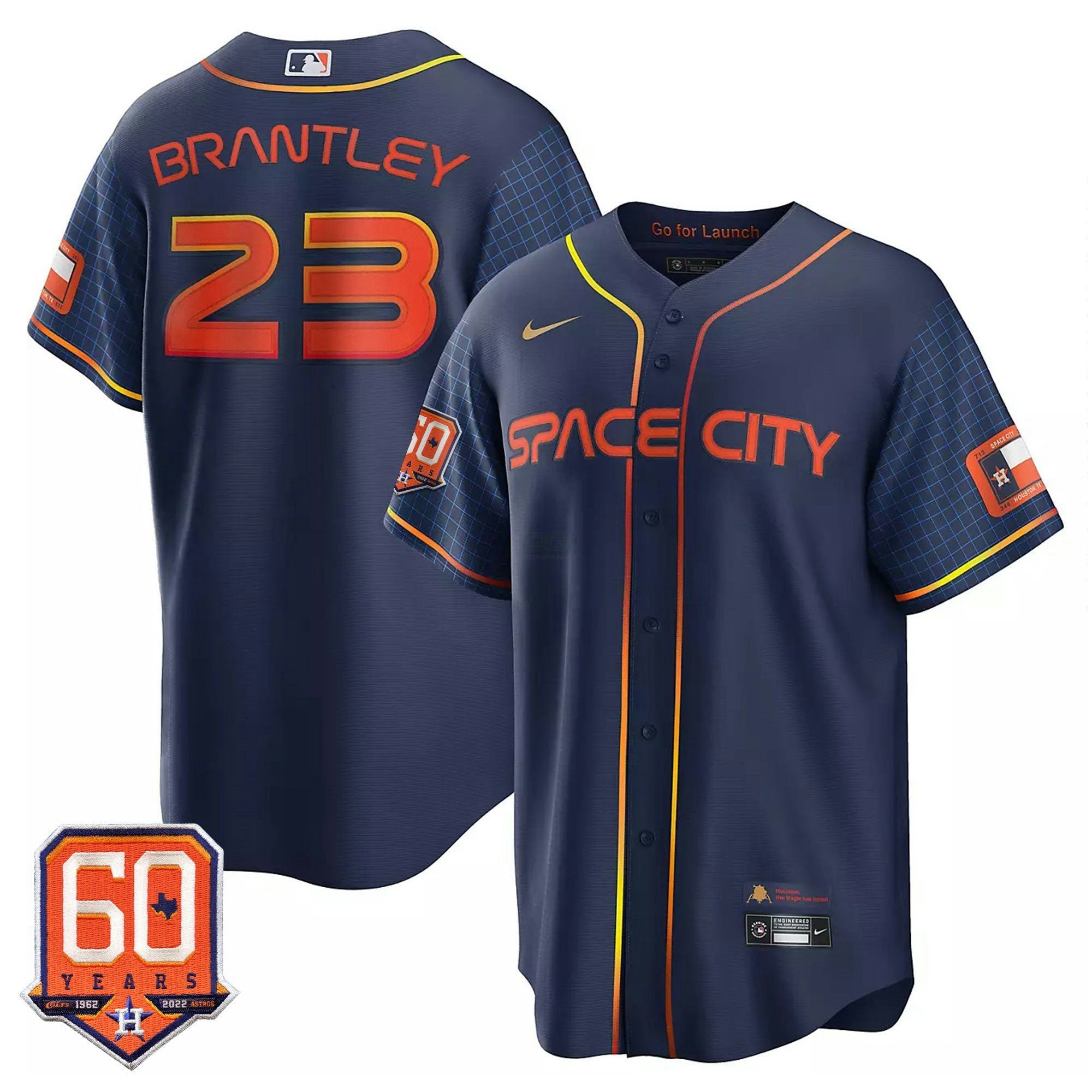 Camisa MLB Houston Cool Base 60th Anniversary Patch Space City Jersey