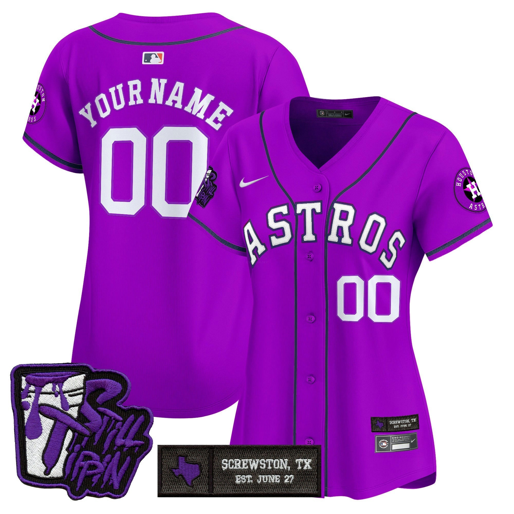 Camisa MLB Houston DJ Screw Still Tippin Purple Patch Vapor Premier Limited Jersey – Stitched