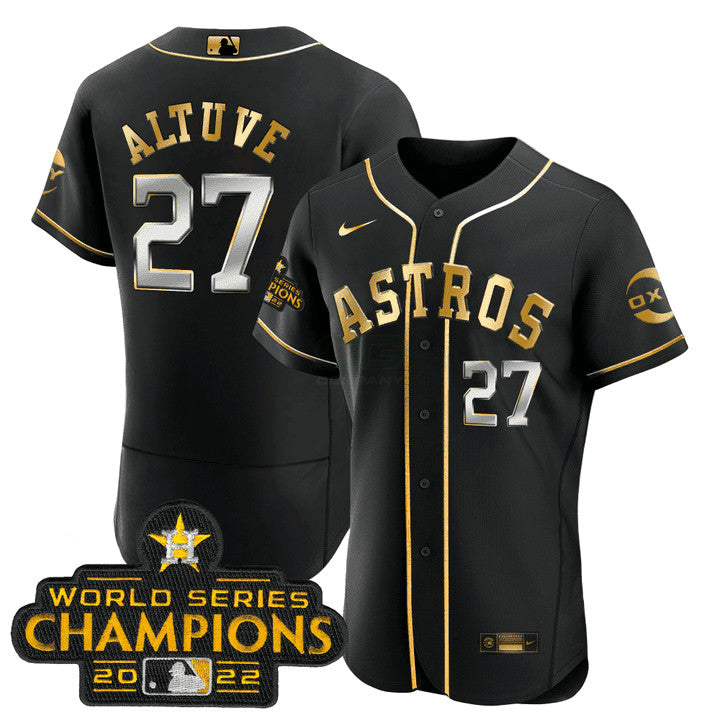 Camisa MLB Houston José Altuve Black Gold Rush Jersey
