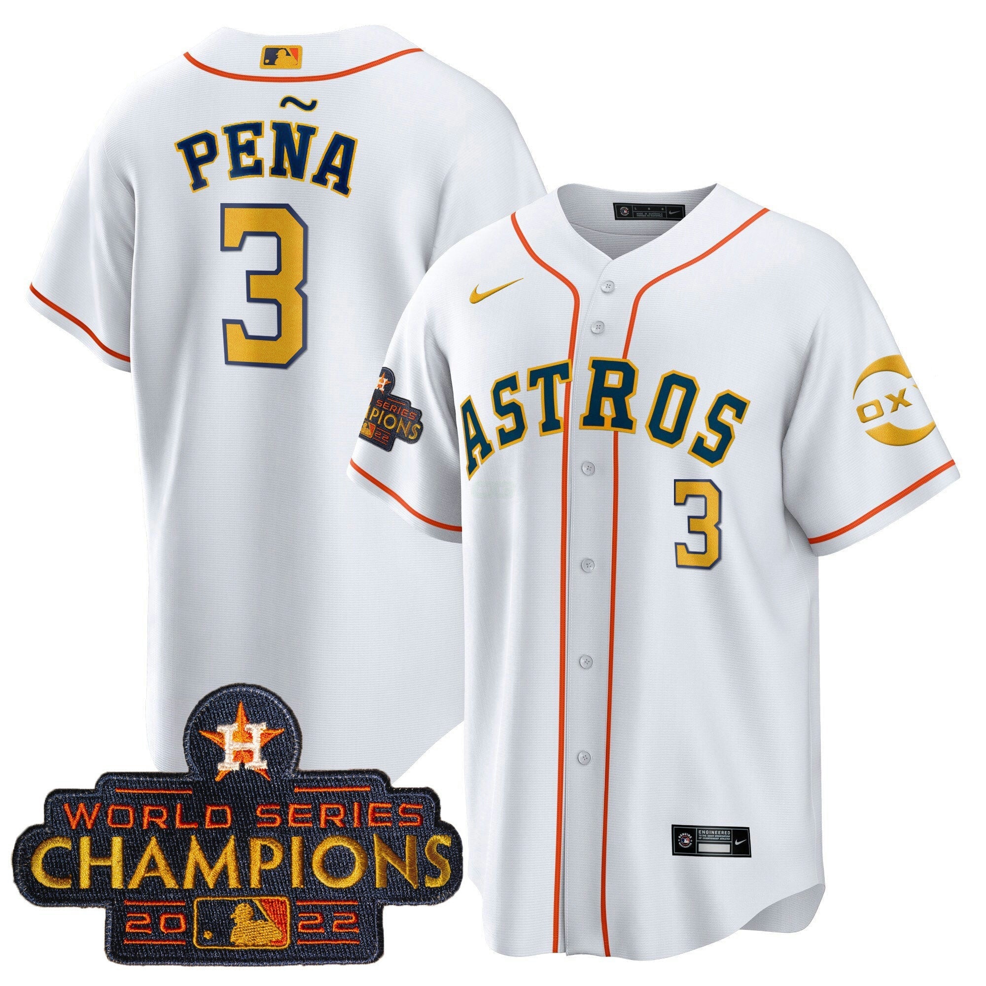Camisa MLB Jeremy Pena Houston 2023 Gold Rush Oxy Jersey