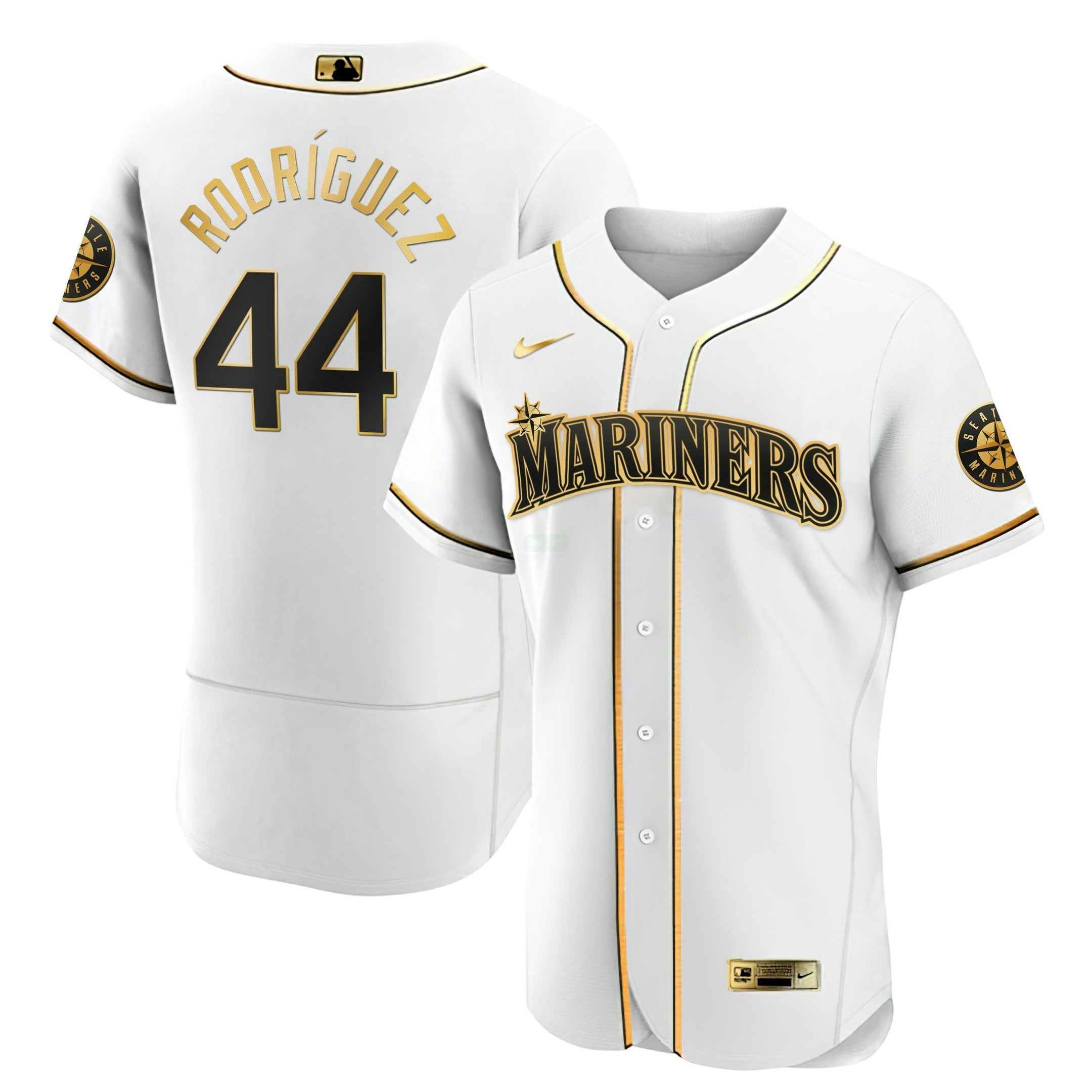 Camisa MLB Julio Rodriguez Seattle Branca Dourada & Preta Dourada Jersey