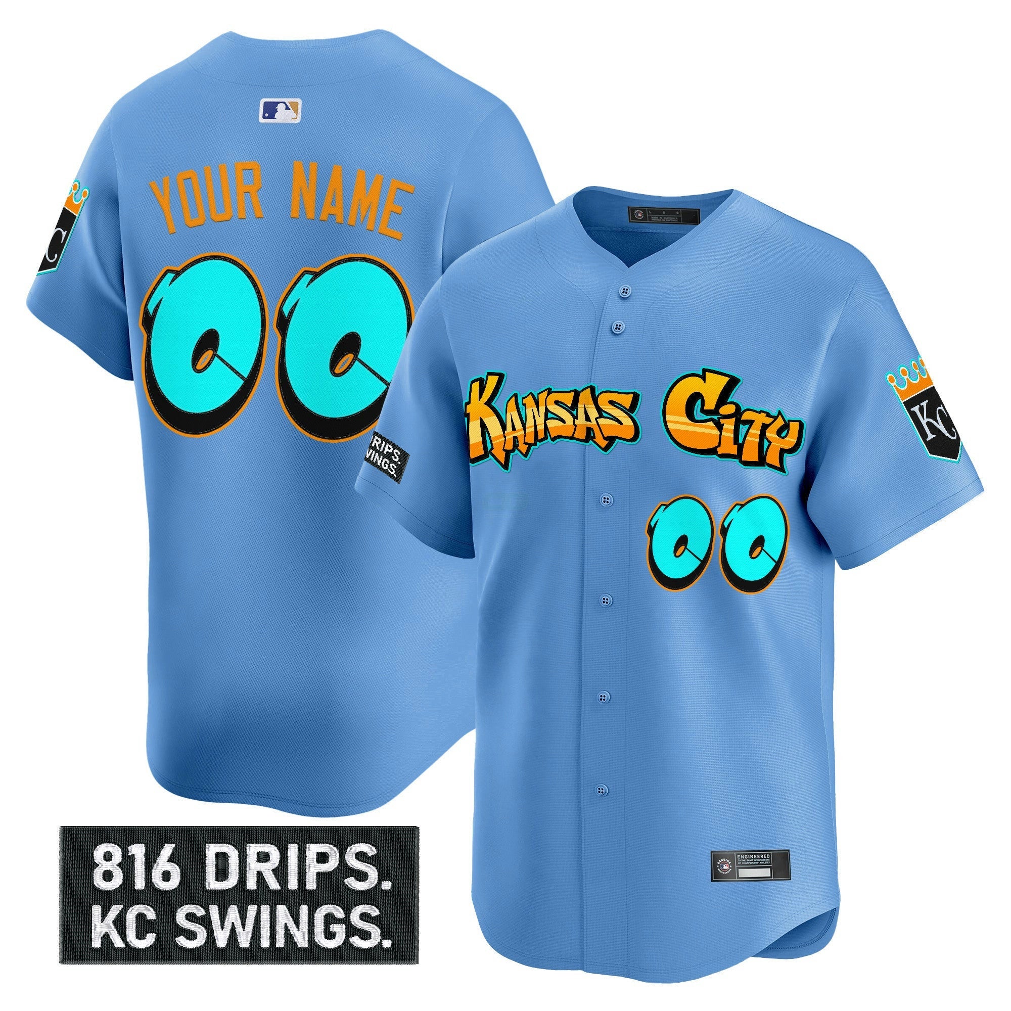 Camisa MLB Kansas City ‘Graffiti Crown Drop Edition’ Vapor Premier Limited Jersey