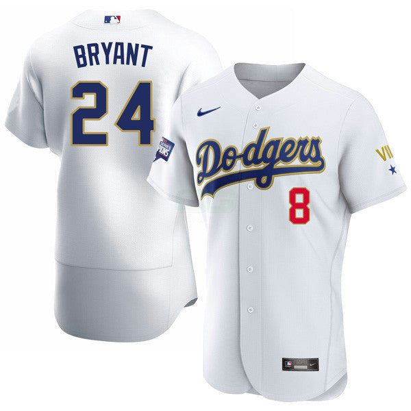 Camisa MLB Kobe Bryant Lakers Patch 2020 Championship Gold Trim Flex Base Branca Jersey - Kobe Bryant