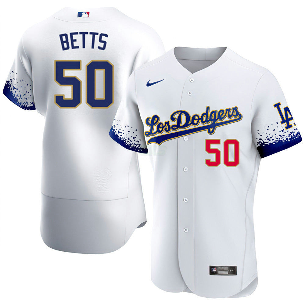 Camisa MLB Los Angeles City Connect Branca Dourada Jersey