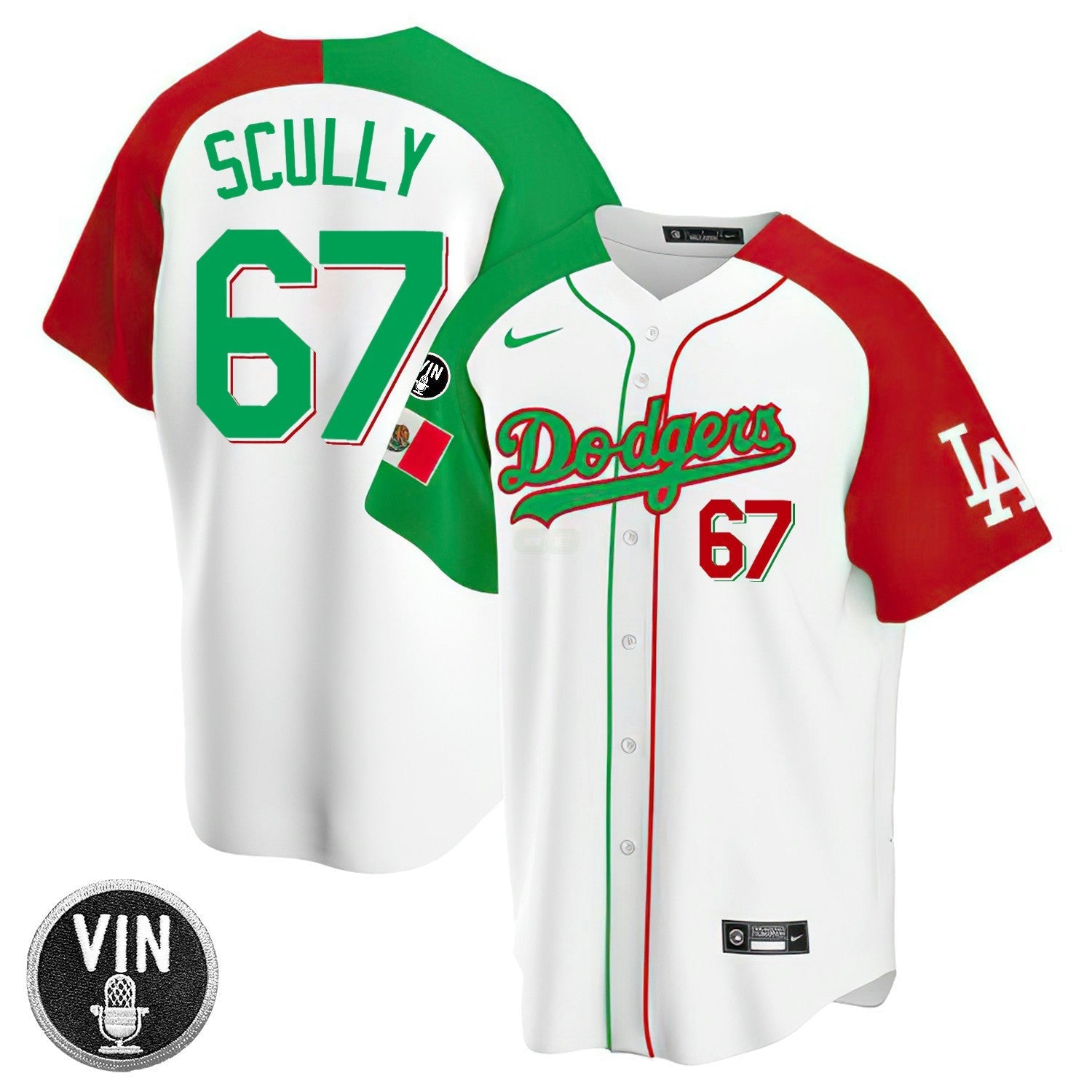 Camisa MLB Los Angeles Vin Scully Patch Mexico Jersey Collection