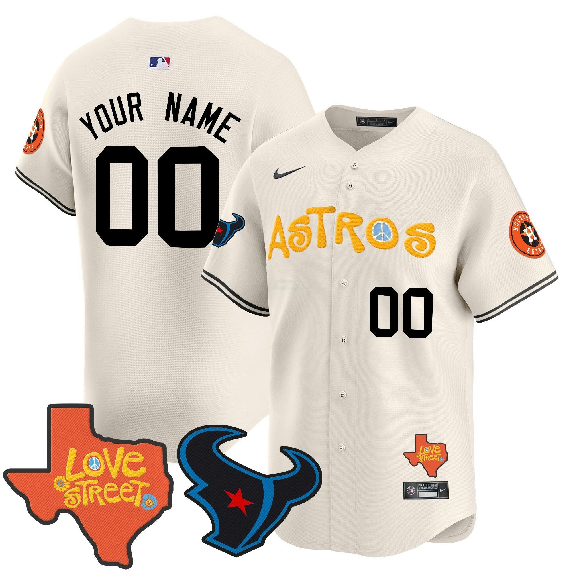 Camisa MLB Love Street & Texans Patch Vapor Premier Limited Jersey