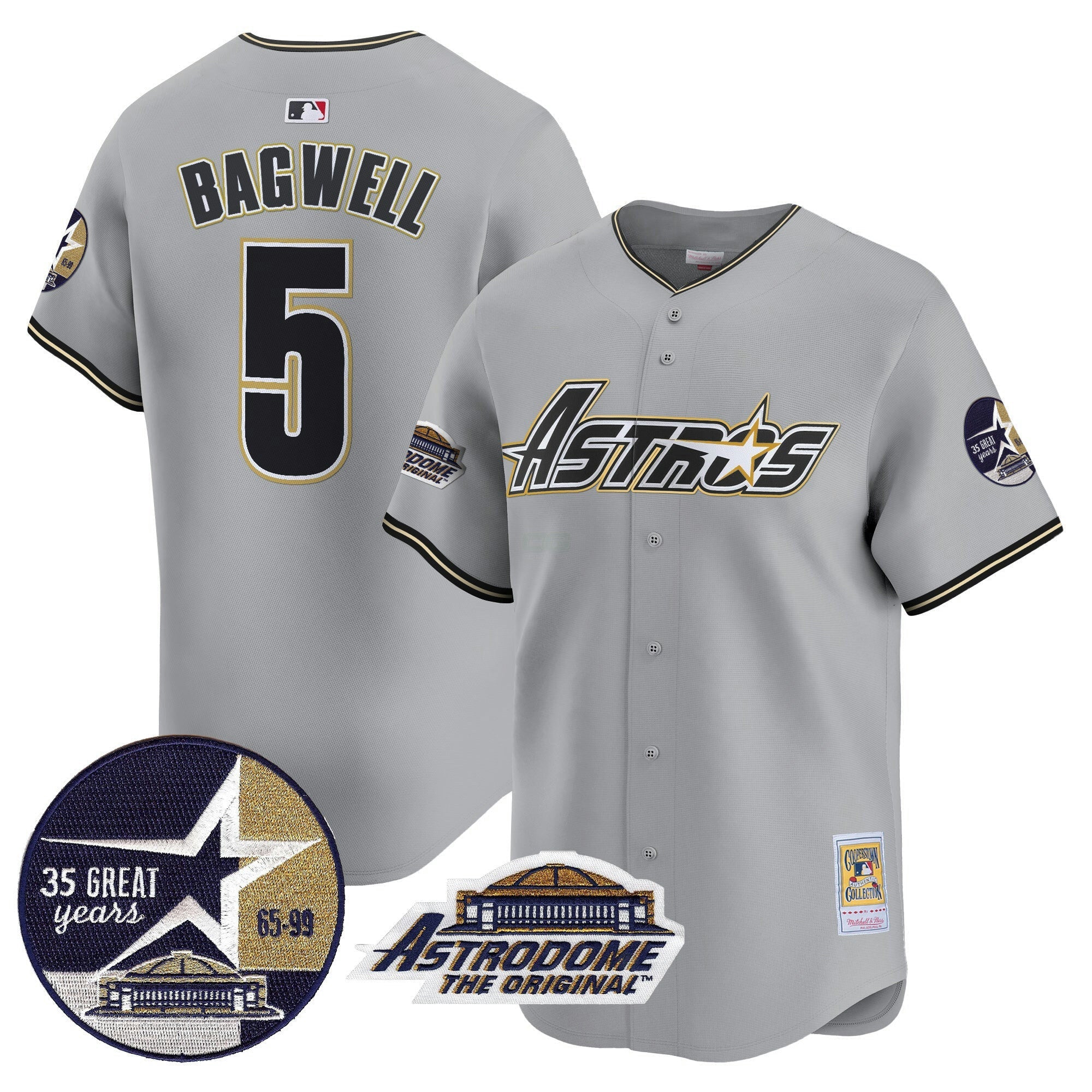 Camisa MLB Men’s 1999 Throwback 35th & Astrodome Patch Vapor Premier Limited Jersey V3