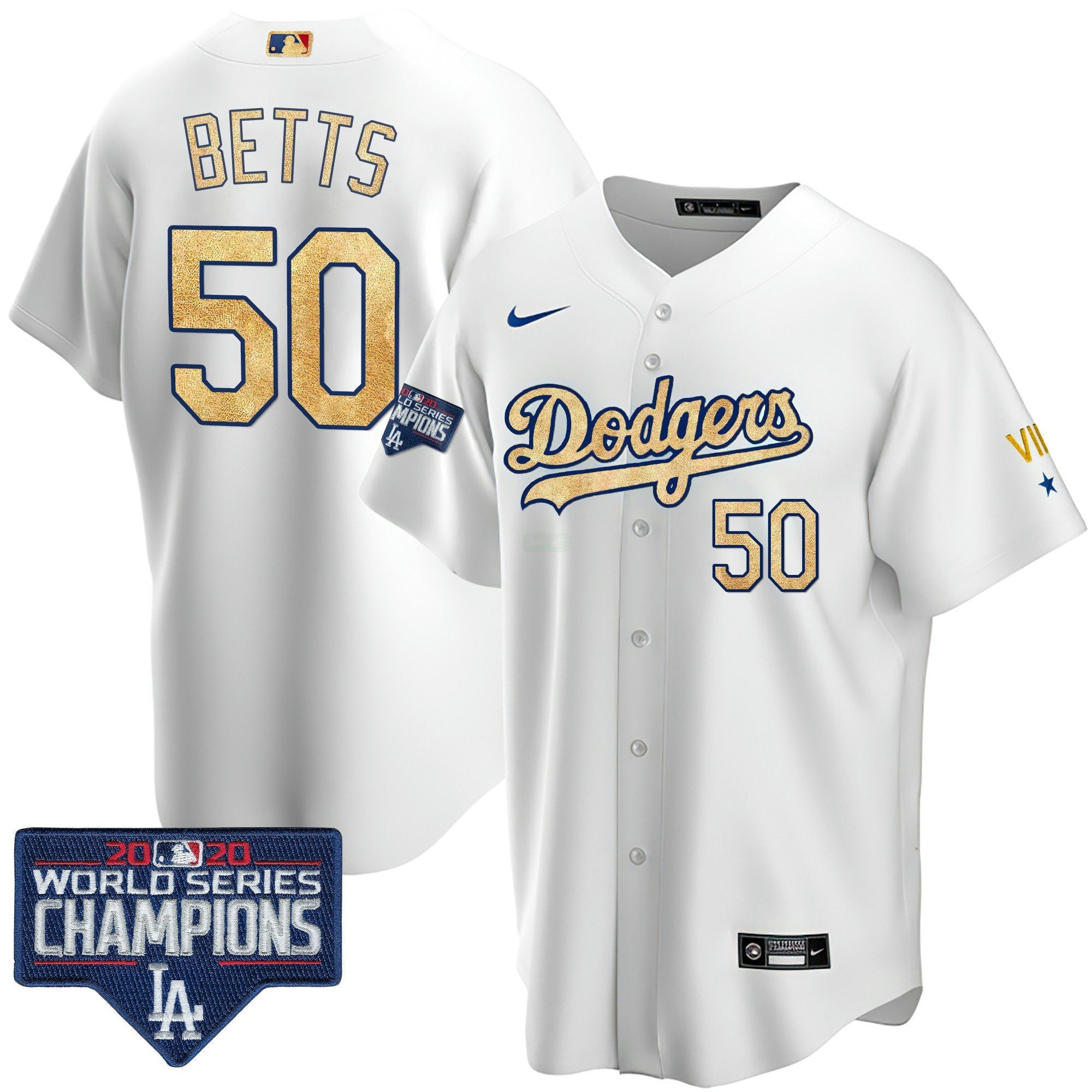 Camisa MLB Men’s 2020 World Series Champions Rush Dourada Jersey