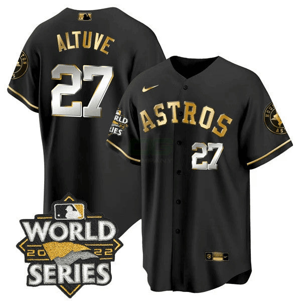 Camisa MLB Men’s 2022 World Series Dourada Trim Jersey