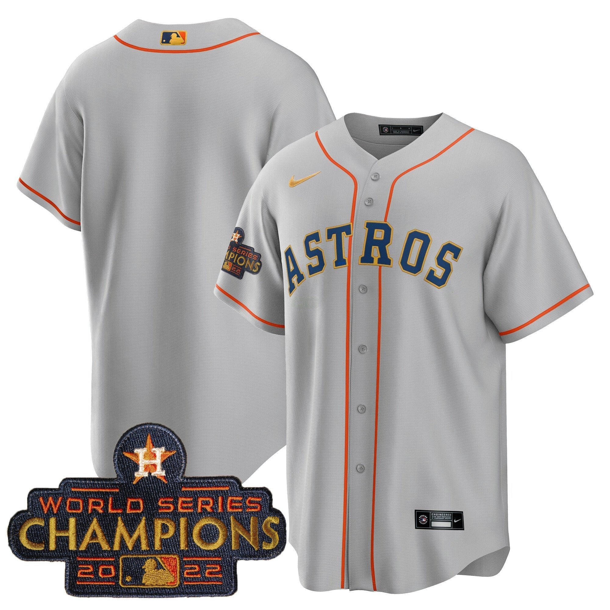 Camisa MLB Men’s 2023 Champions Cinza Dourada Jersey