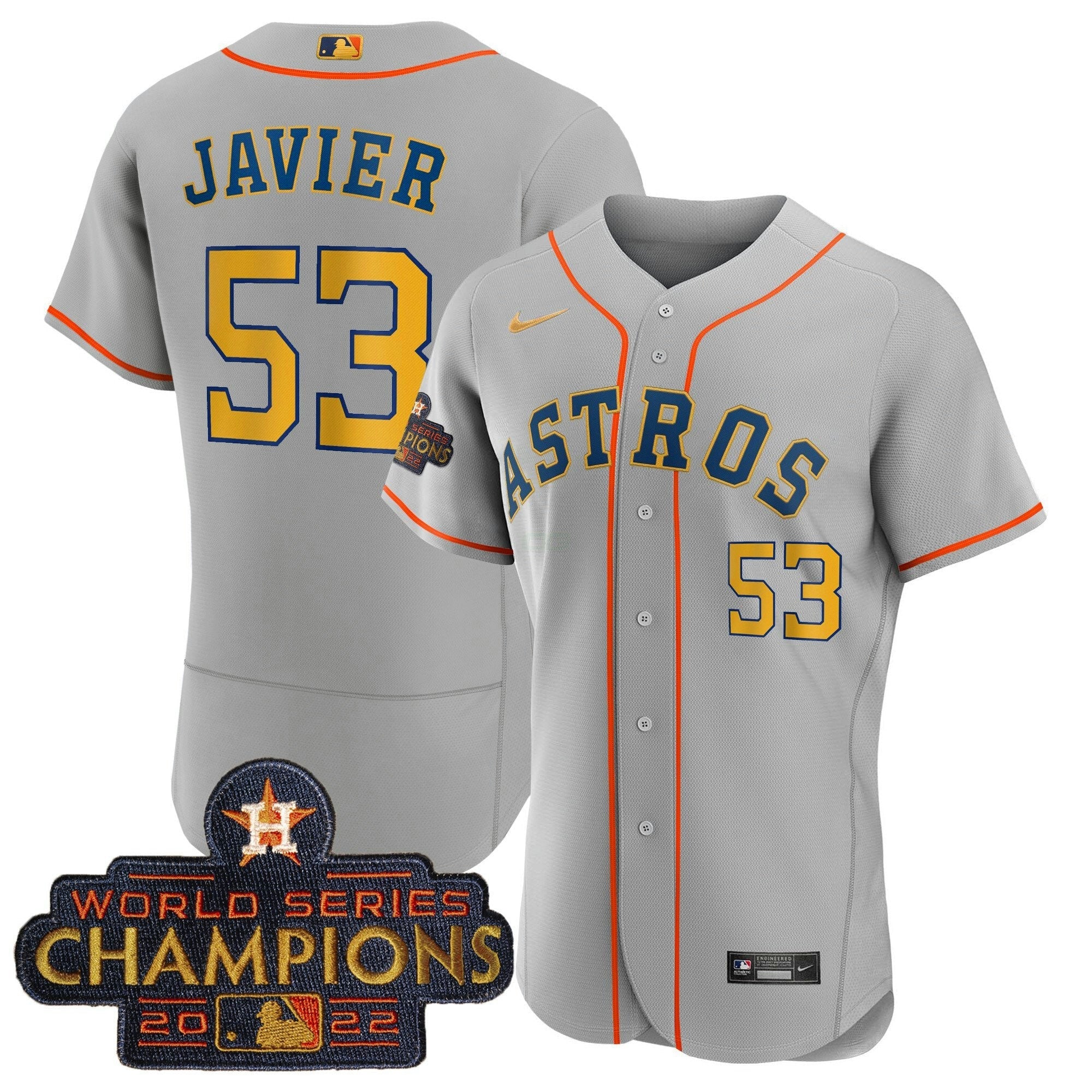 Camisa MLB Men’s 2023 Champions Cinza Dourada Jersey