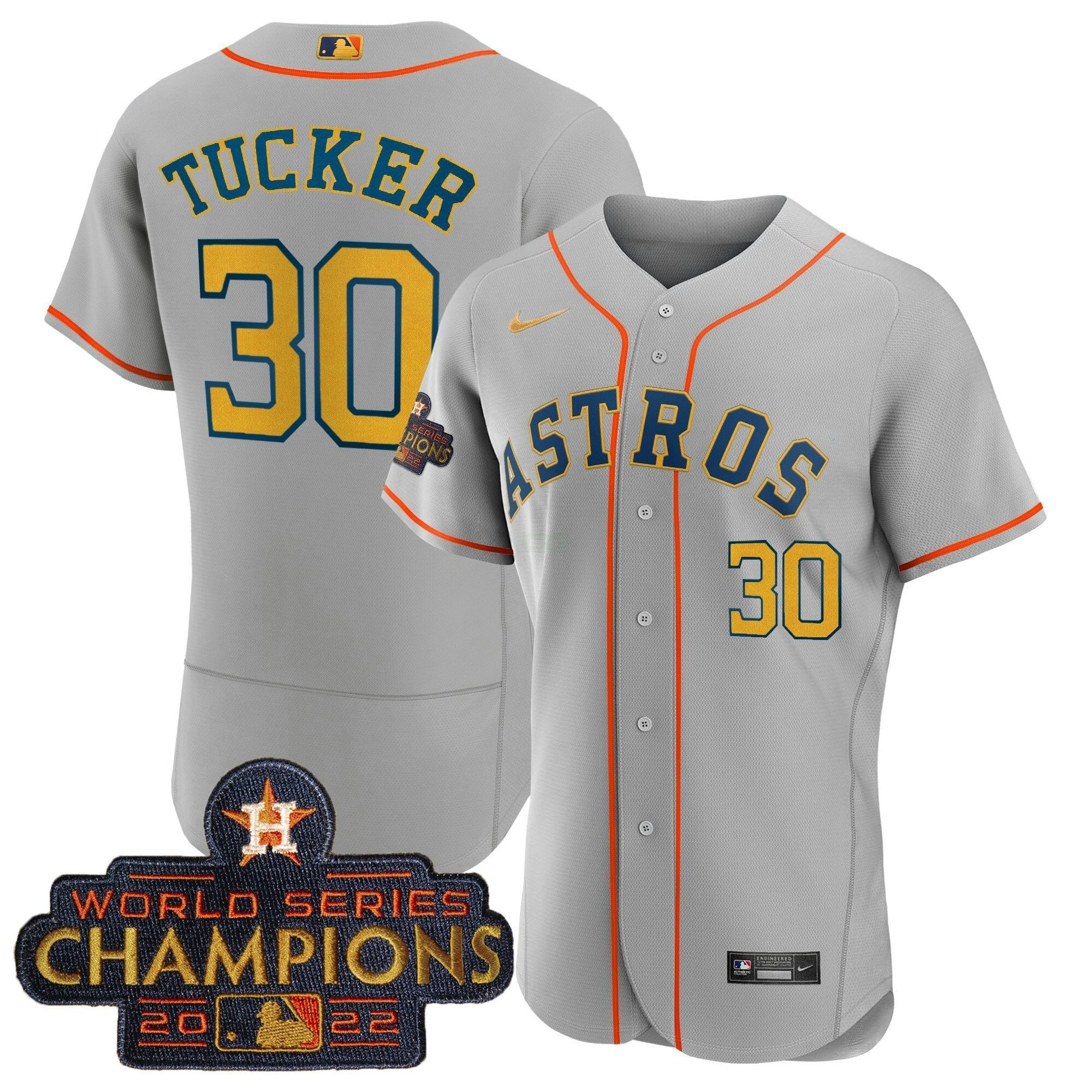 Camisa MLB Men’s 2023 Champions Cinza Dourada Jersey
