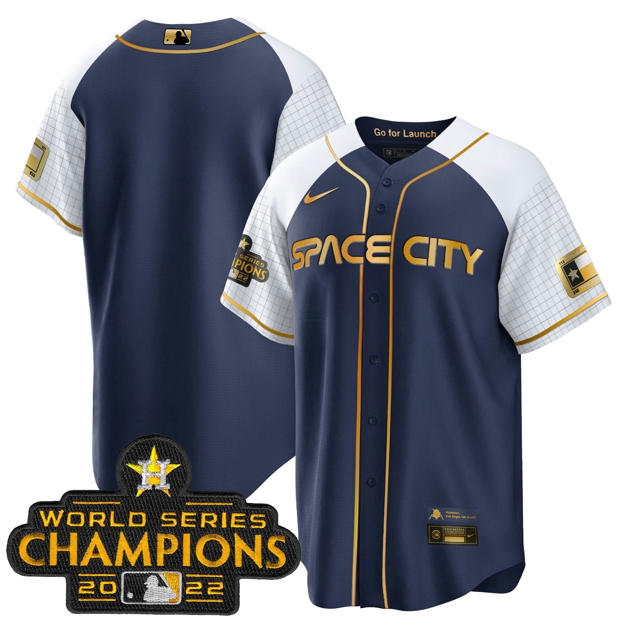 Camisa MLB Men’s 2023 Space City Champions Alternativa Azul Marinho Cool Jersey