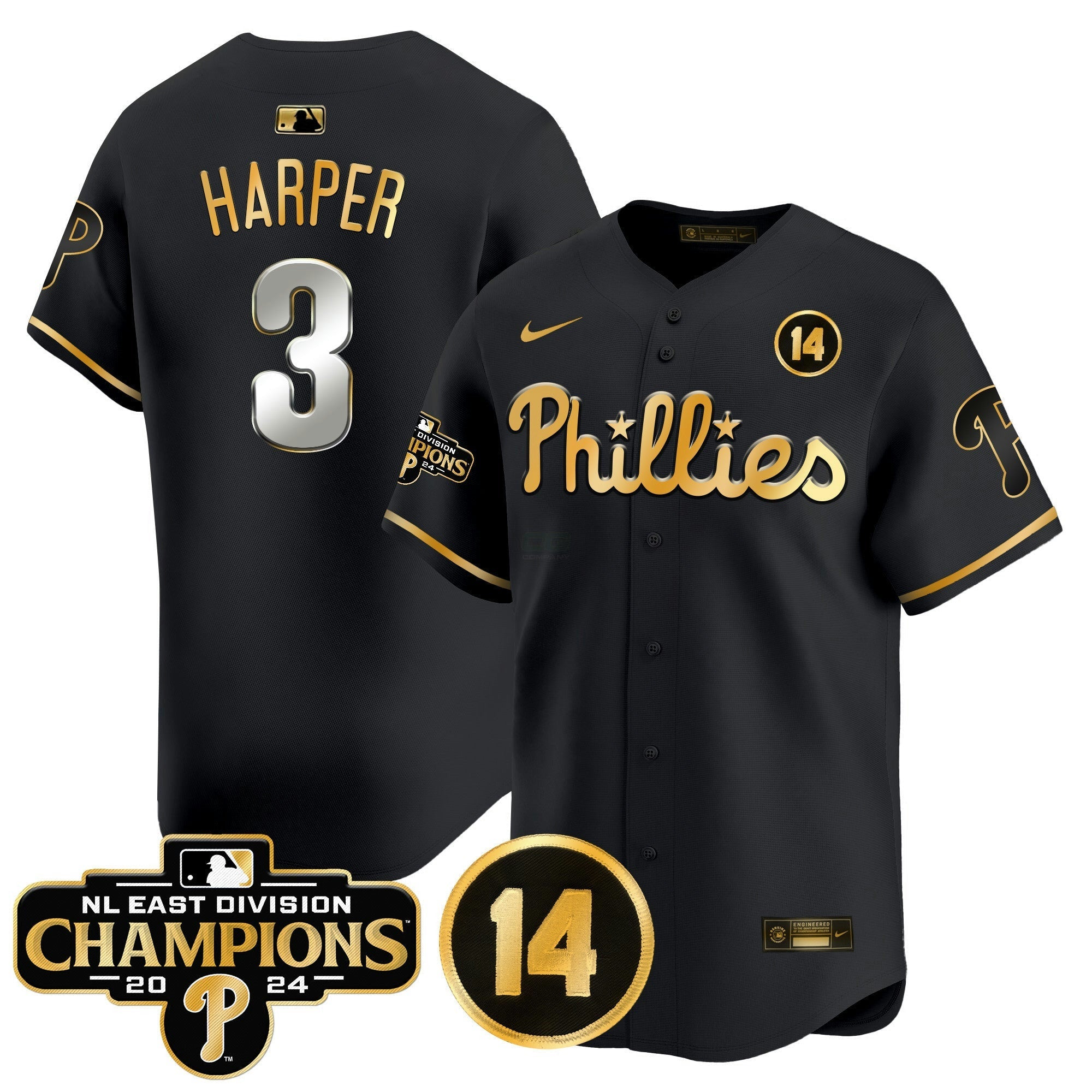 Camisa MLB Men’s 2024 NL East Division Champions & Pete Rose Patch Vapor Premier Limited Jersey