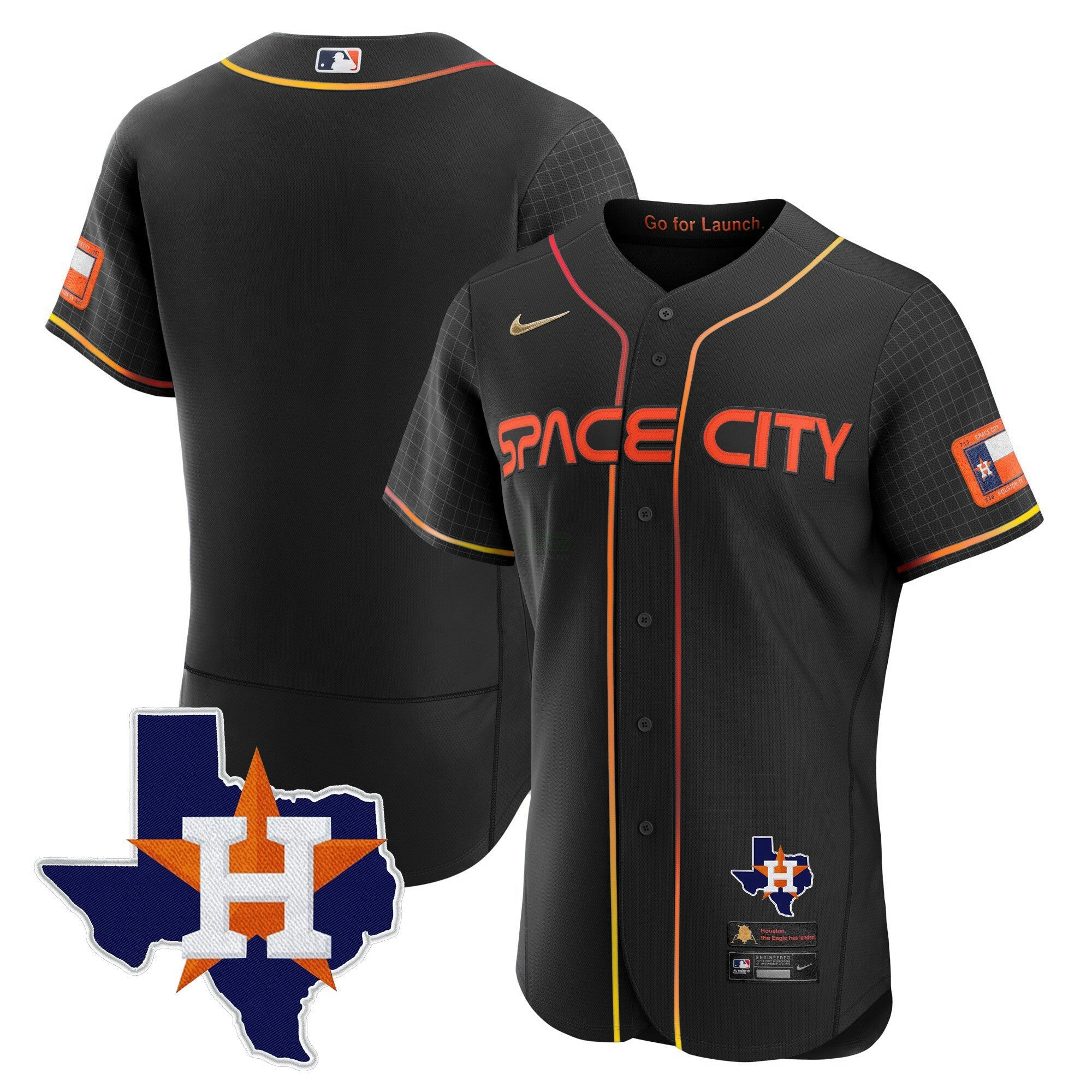 Camisa MLB Men’s 2024 Space City Flex Base Jersey – Texas Patch