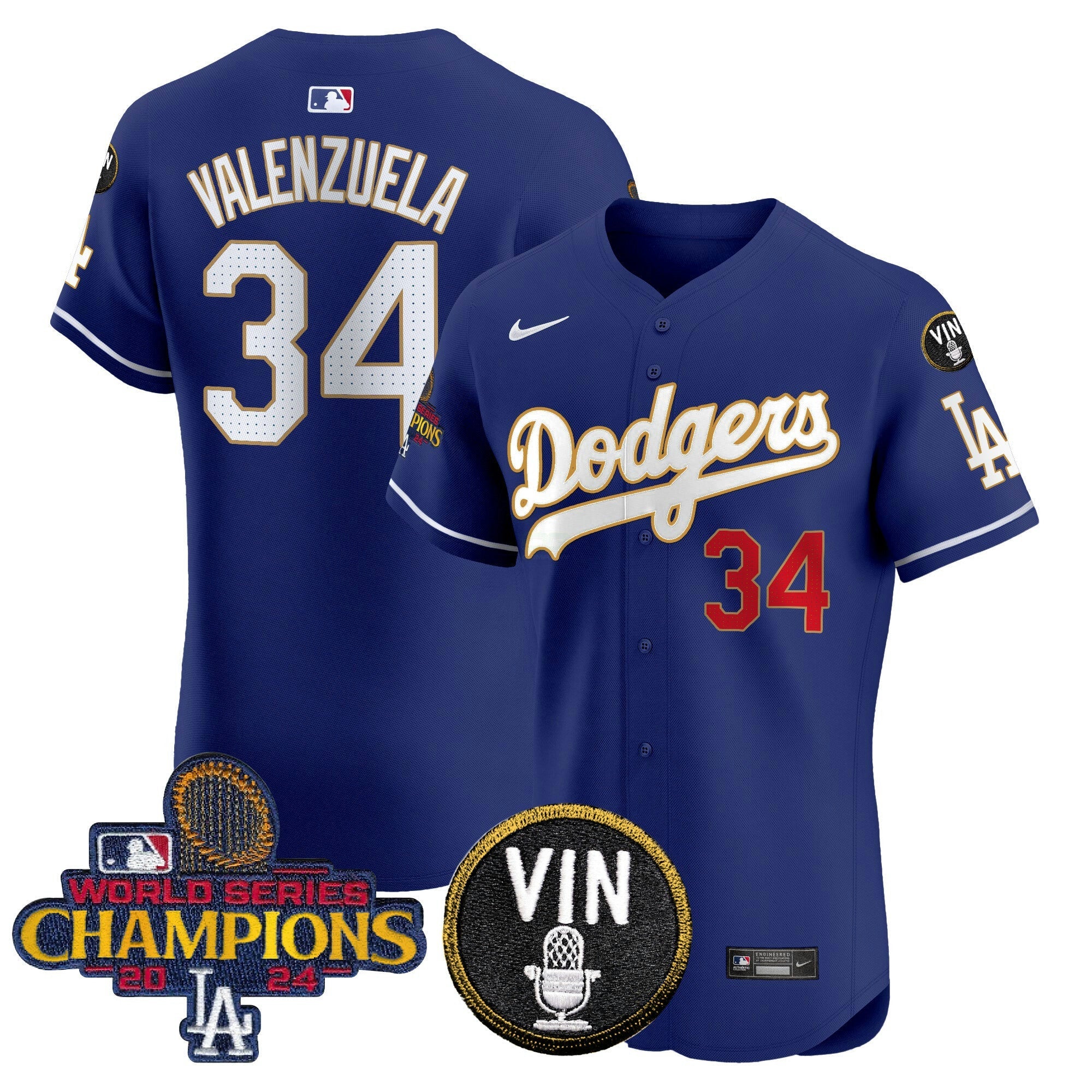 Camisa MLB Men’s 2024 World Series Champions Dourada Trim Vapor Premier Elite Jersey