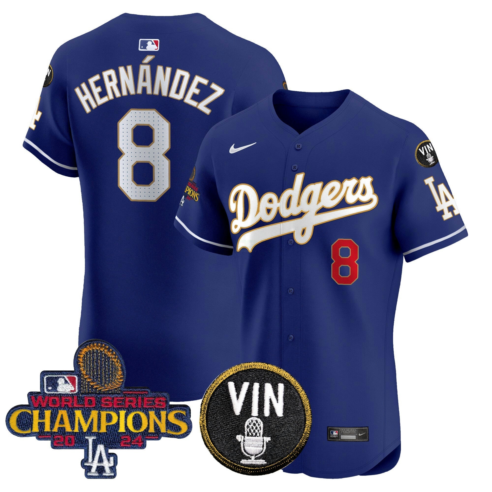 Camisa MLB Men’s 2024 World Series Champions Dourada Trim Vapor Premier Elite Jersey