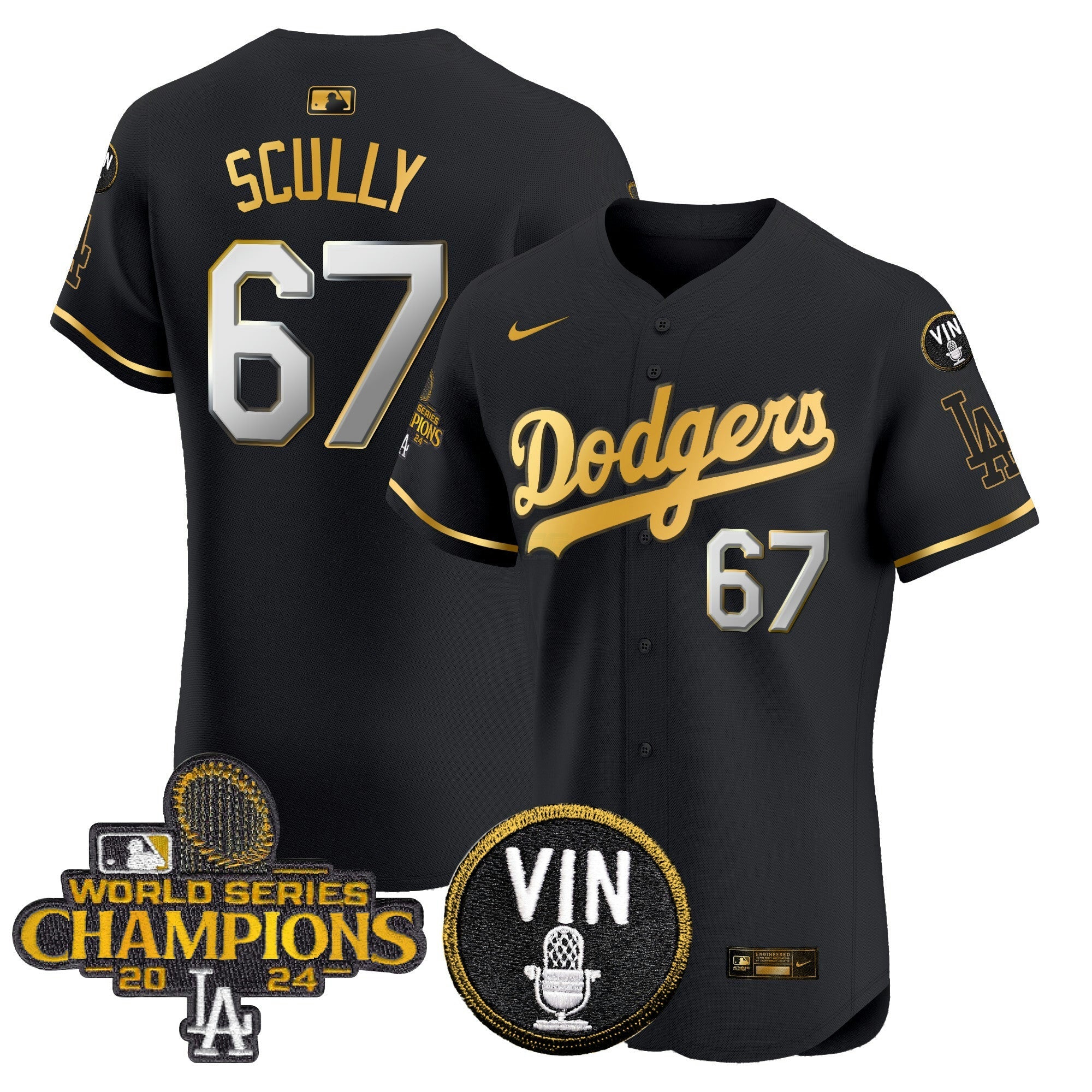 Camisa MLB Men’s 2024 World Series Champions Dourada Trim Vapor Premier Elite Jersey