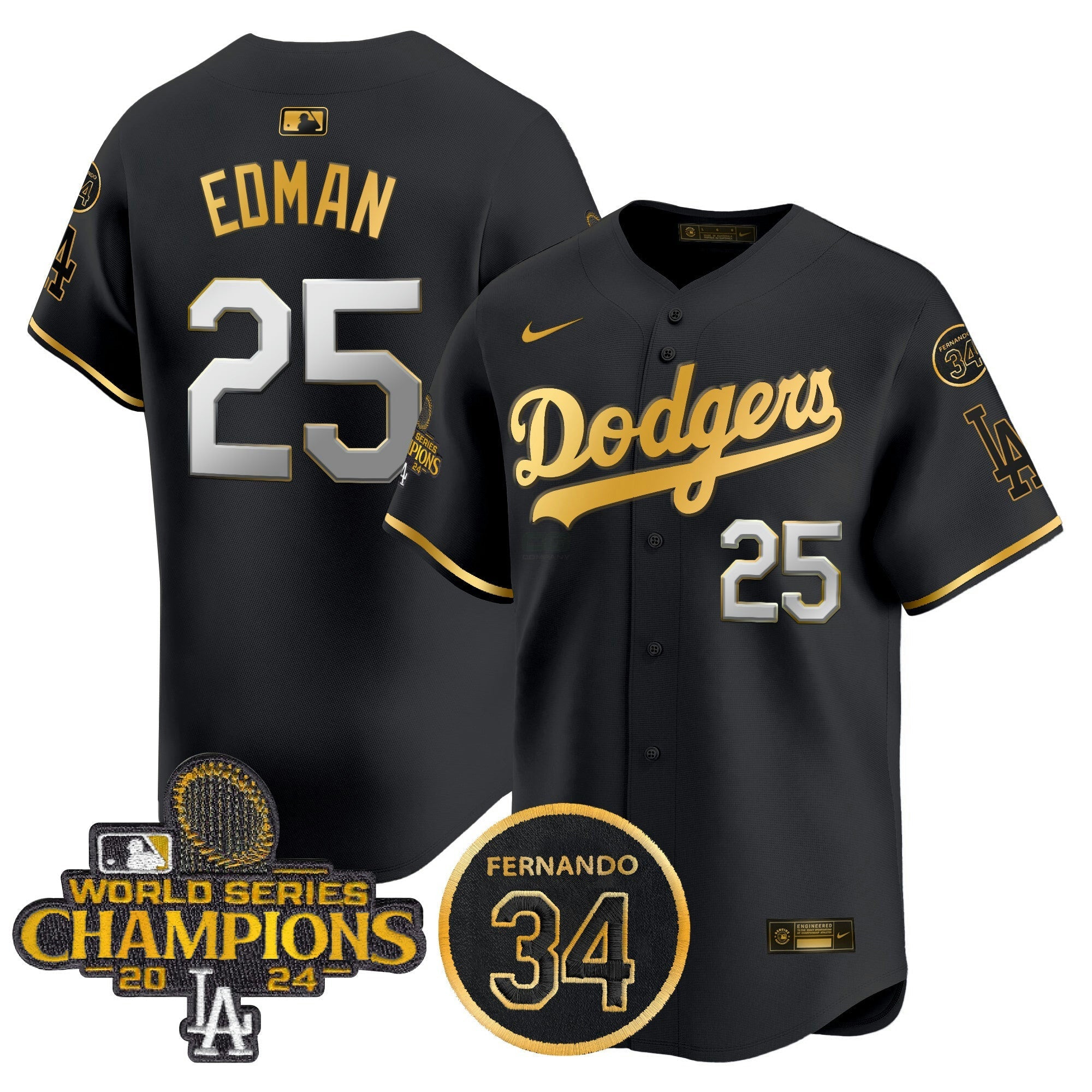 Camisa MLB Men’s 2024 World Series Champions Dourada Trim Vapor Premier Limited Jersey V2