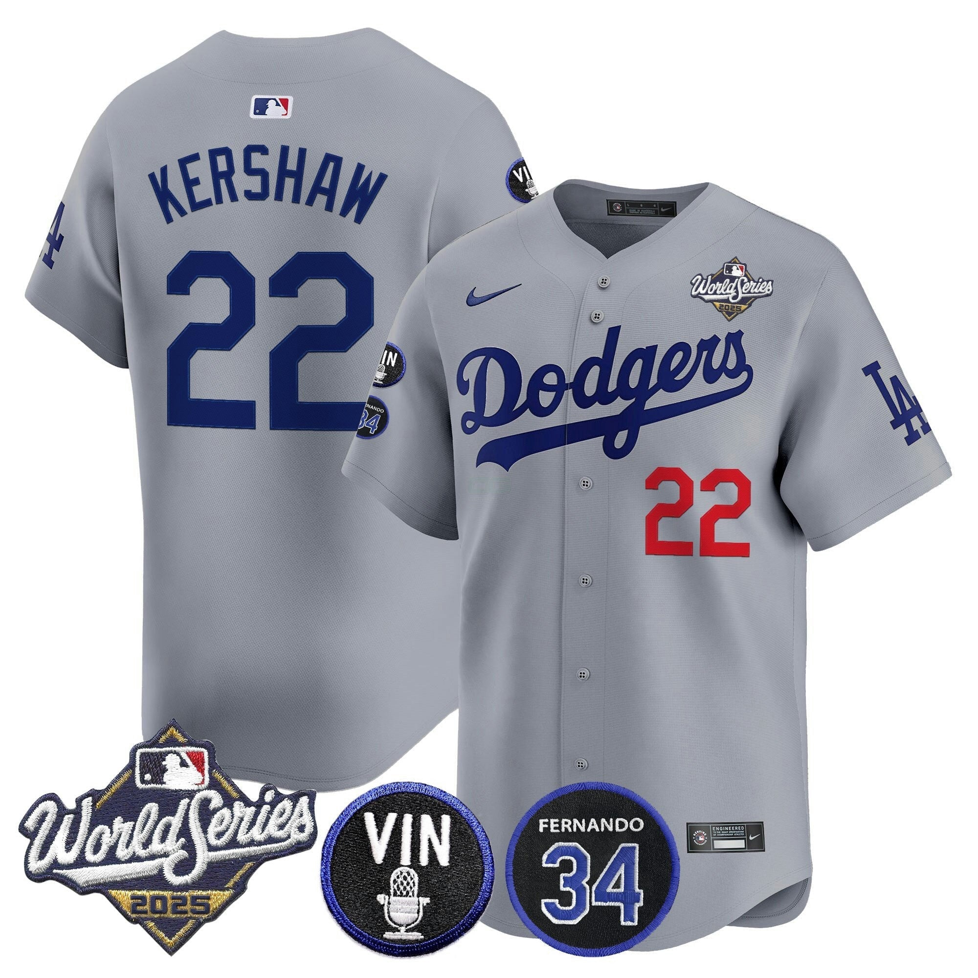Camisa MLB Men’s 2025 World Series Vapor Premier Limited Jersey – Vin Scully & Fernando Patch