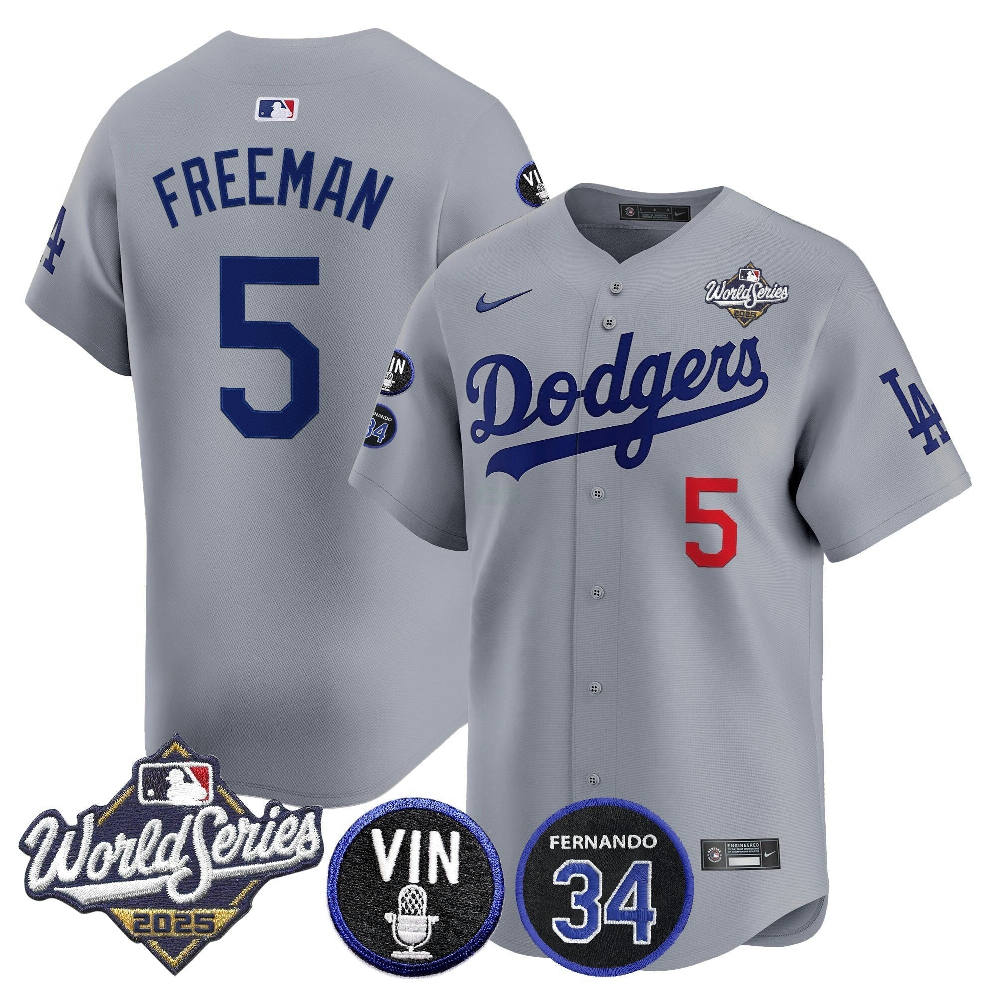 Camisa MLB Men’s 2025 World Series Vapor Premier Limited Jersey – Vin Scully & Fernando Patch