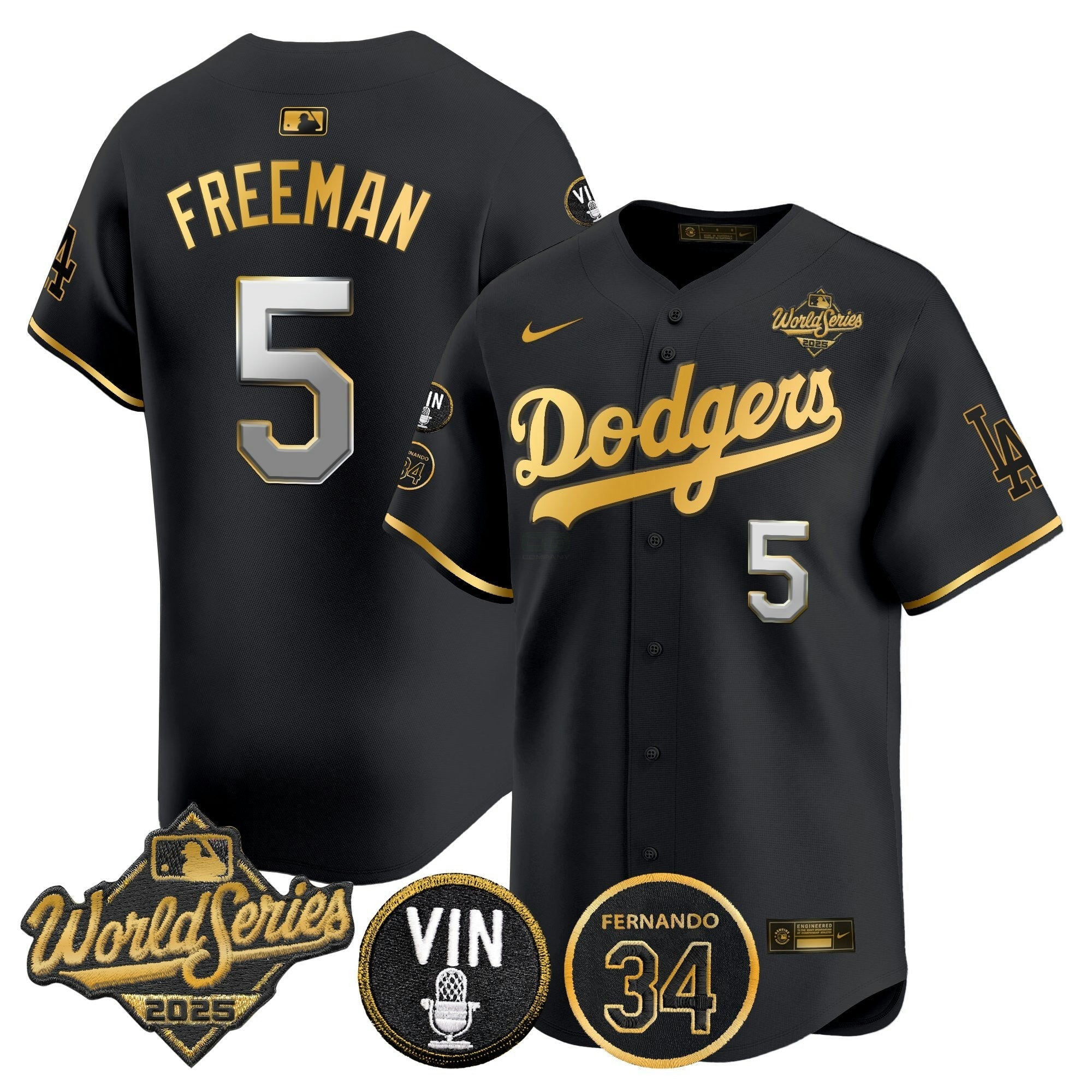 Camisa MLB Men’s 2025 World Series Vapor Premier Limited Jersey – Vin Scully & Fernando Patch