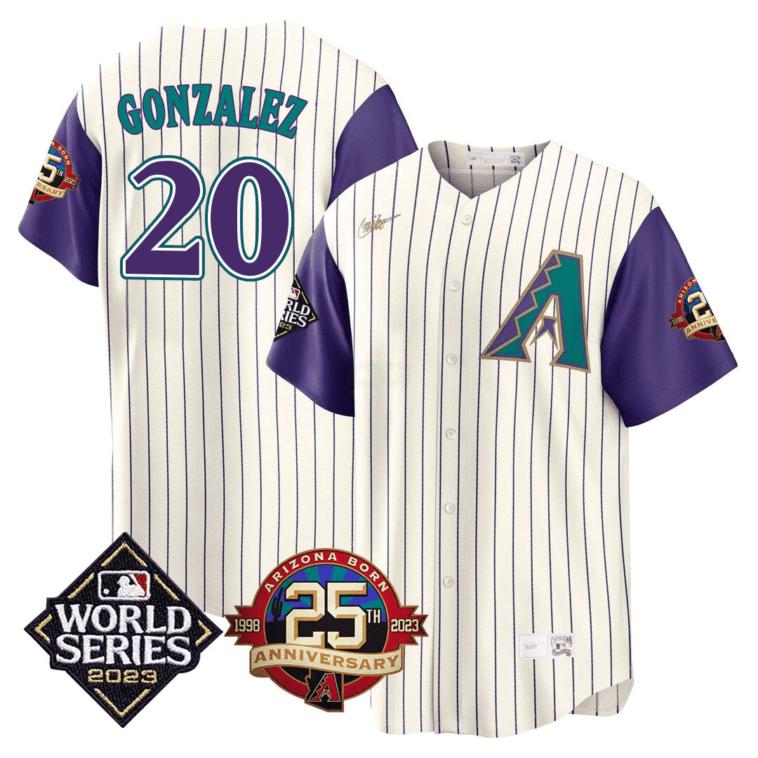 Camisa MLB Men’s Arizona 2023 World Series Patch Throwback Jersey - 2023 World Series Patch