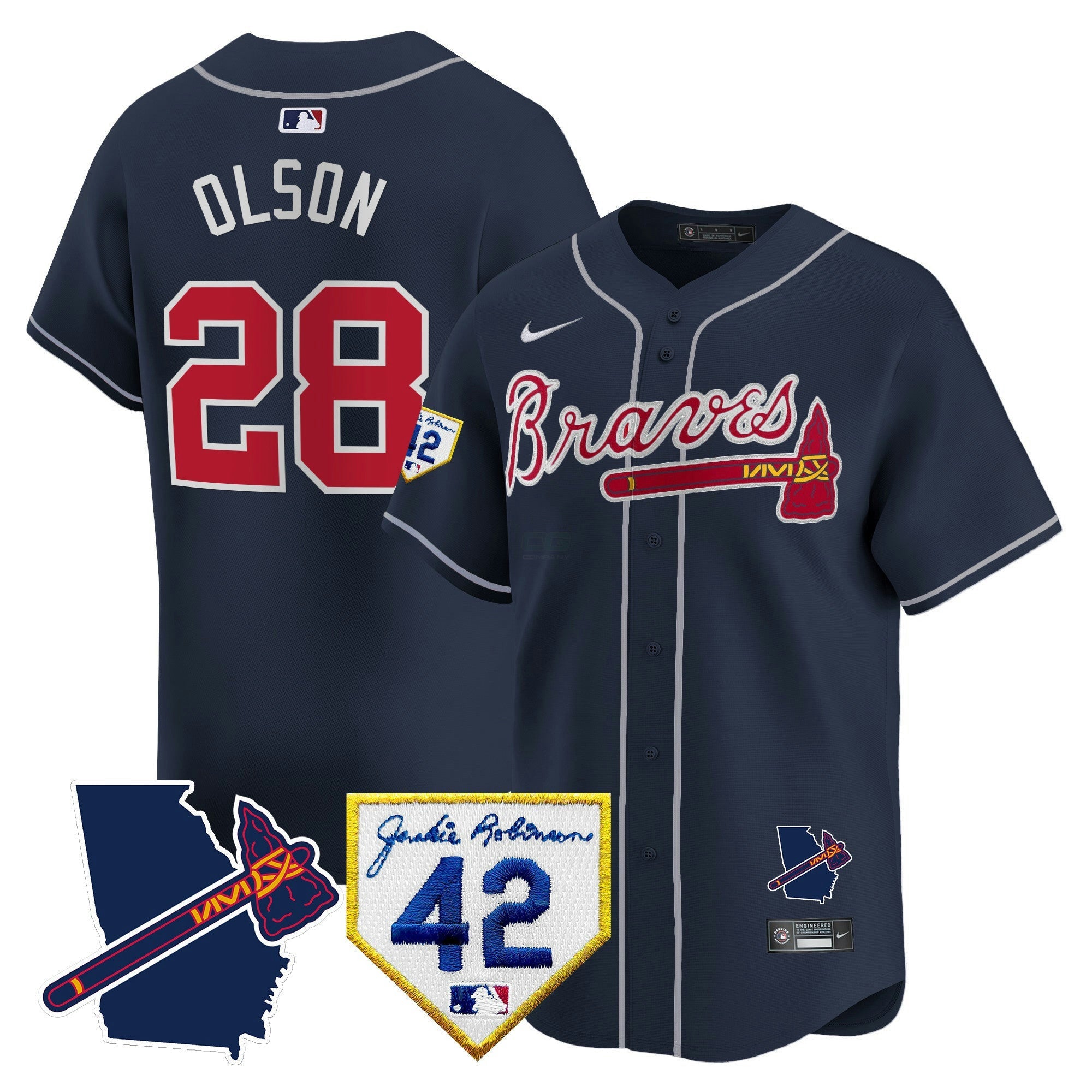 Camisa MLB Men’s Atlanta 2024 Robinson & Georgia Patch Vapor Premier Limited Jersey