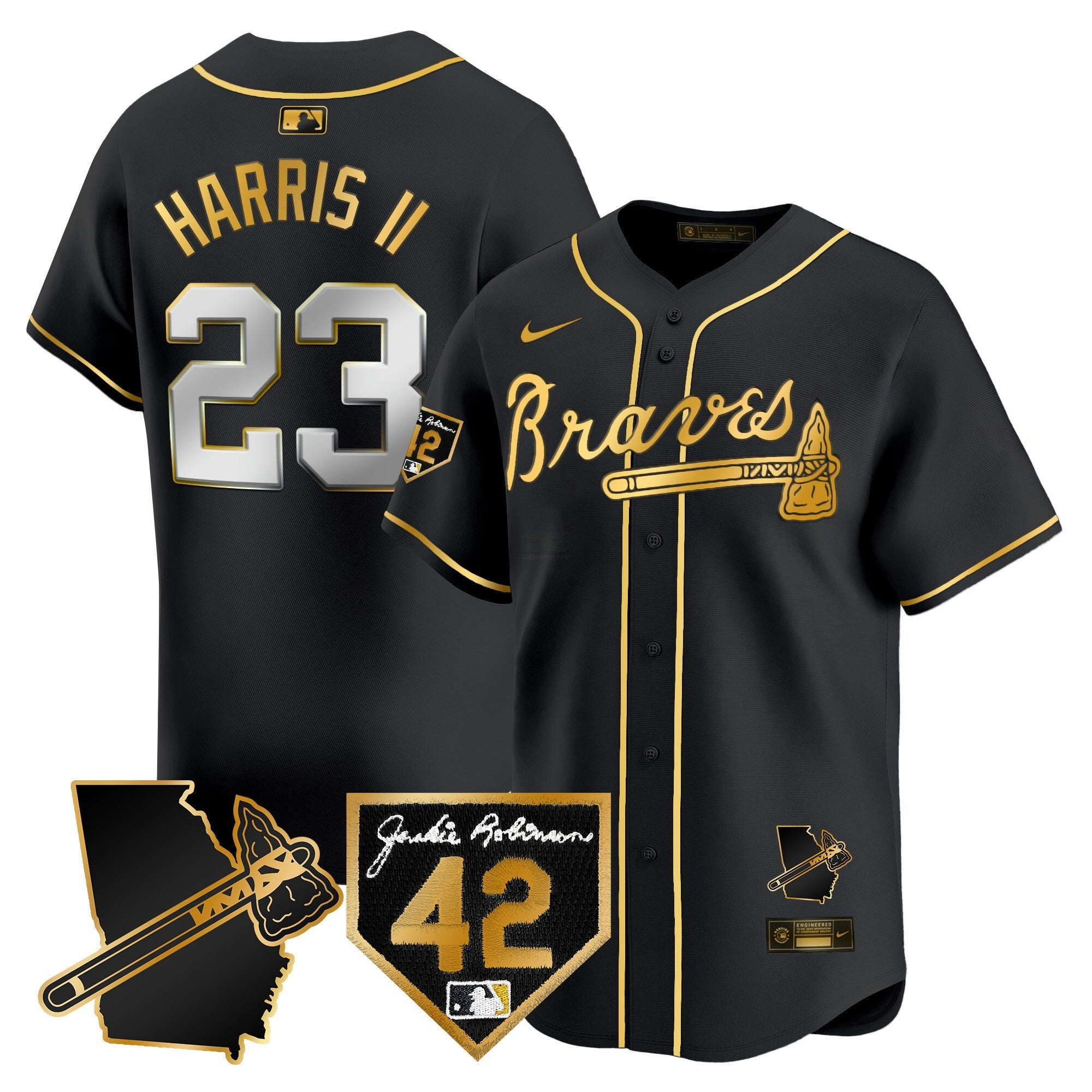Camisa MLB Men’s Atlanta 2024 Robinson & Georgia Patch Vapor Premier Limited Jersey