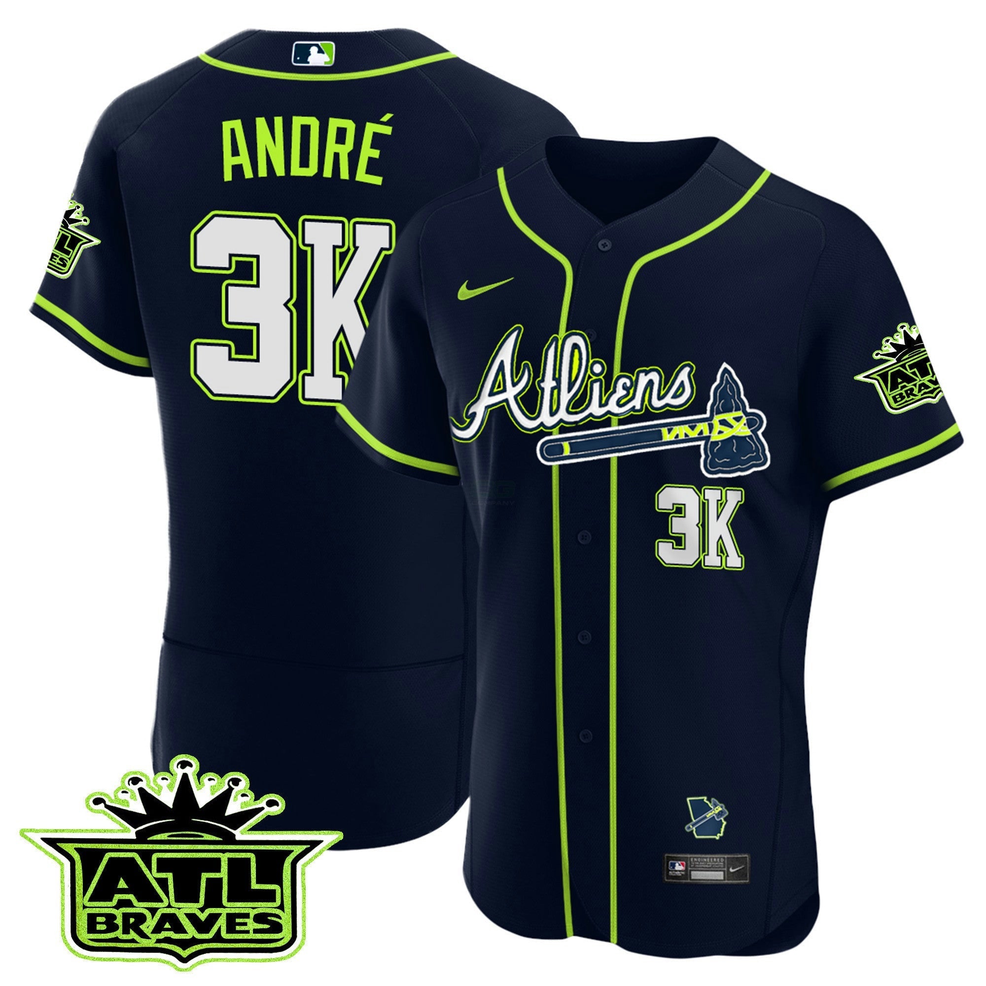 Camisa MLB Men’s Atlanta Atliens ATL Patch Flex Base Jersey