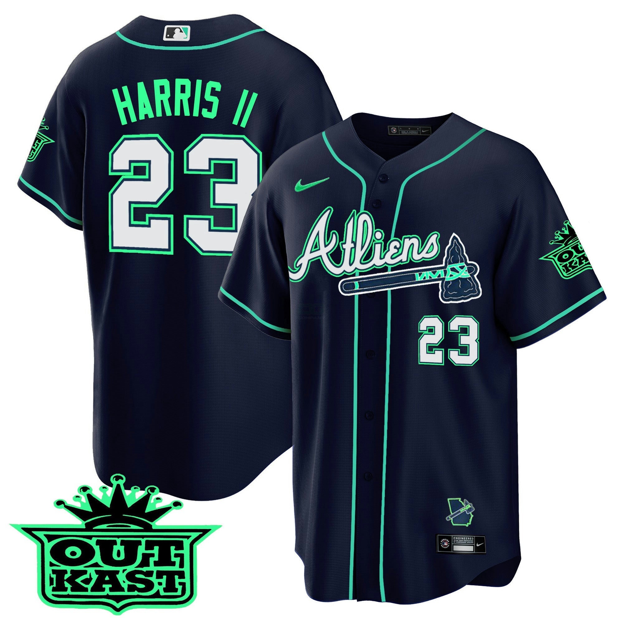 Camisa MLB Men’s Atlanta Atliens Cool Base Jersey – Galaxy Version – Stitched