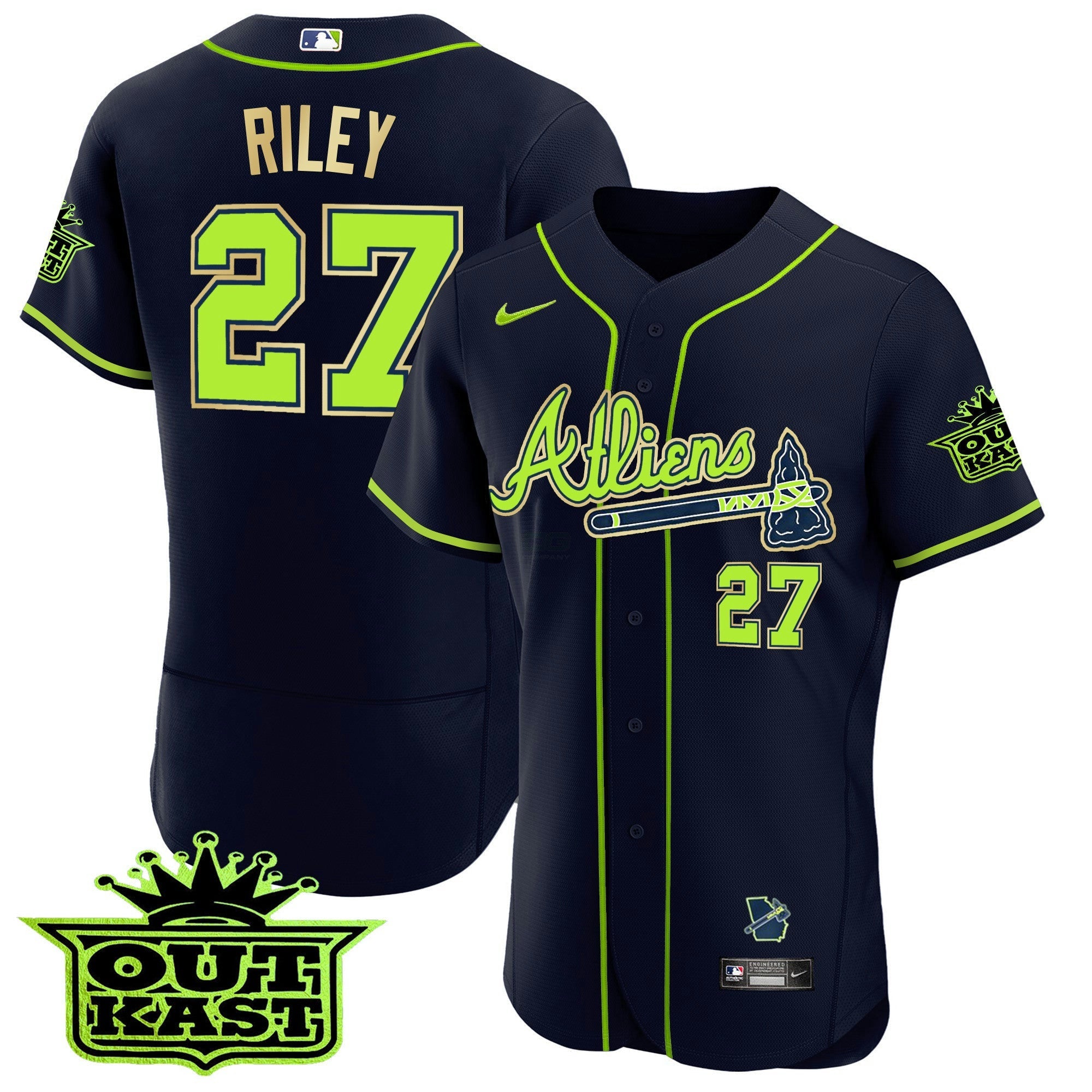 Camisa MLB Men’s Atlanta Atliens Flex Base Dourada Trim Jersey