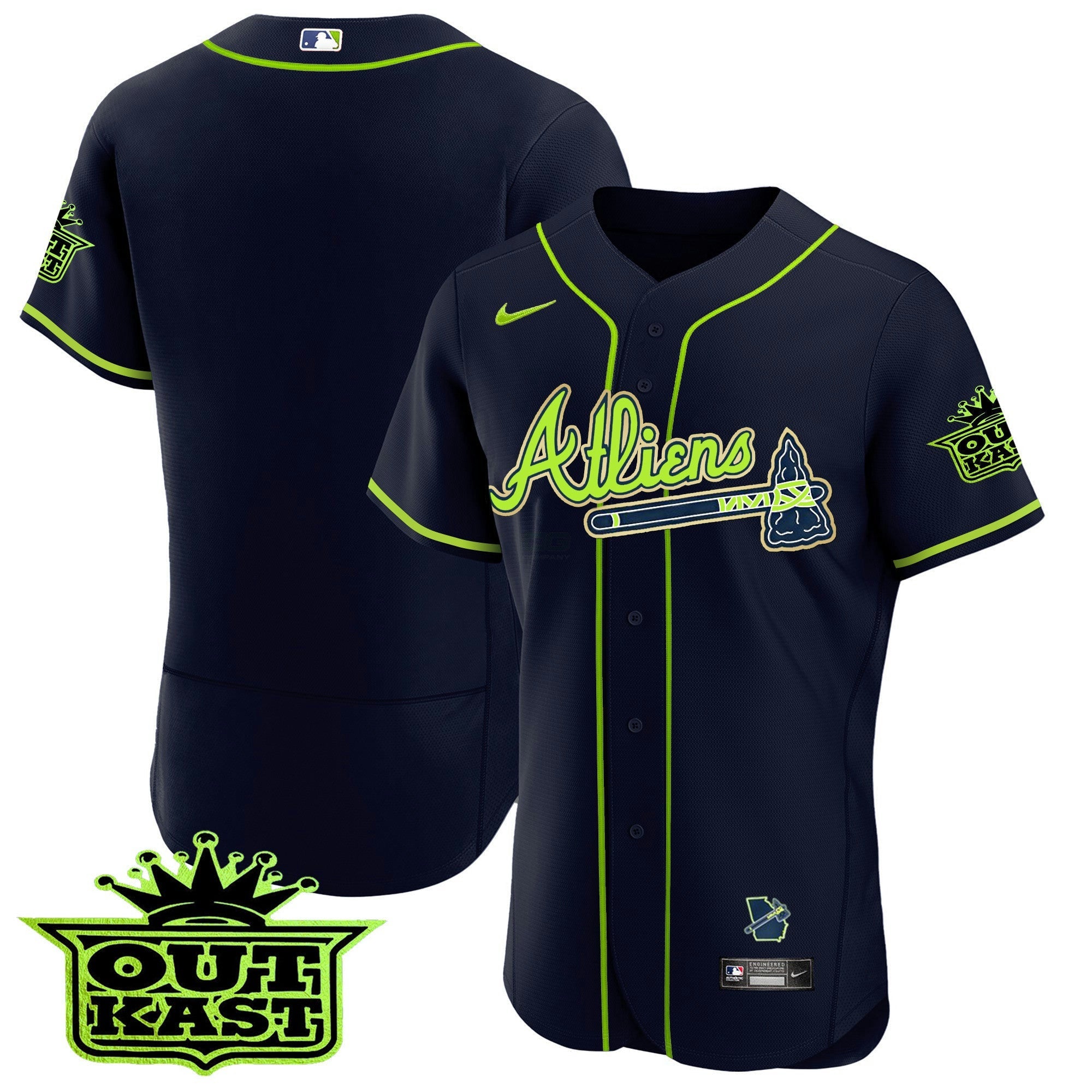 Camisa MLB Men’s Atlanta Atliens Flex Base Dourada Trim Jersey