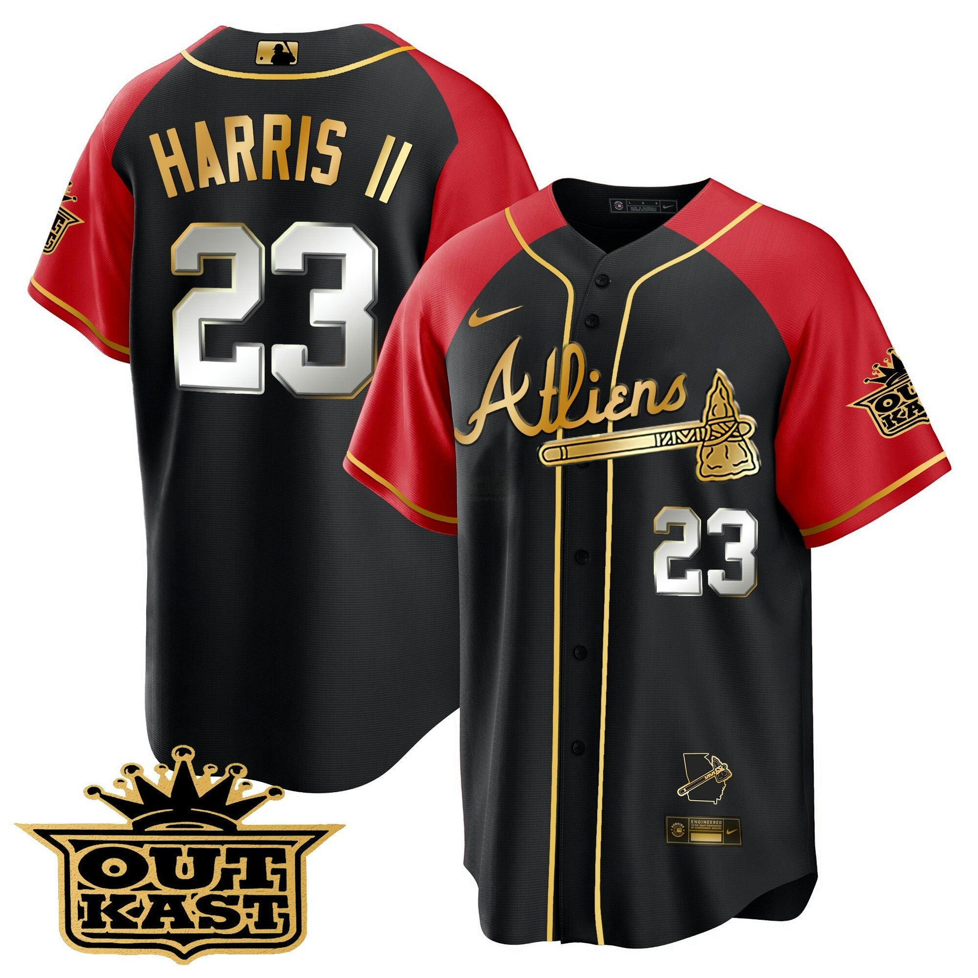 Camisa MLB Men’s Atlanta Atliens Gold Alternativa Cool Base Jersey