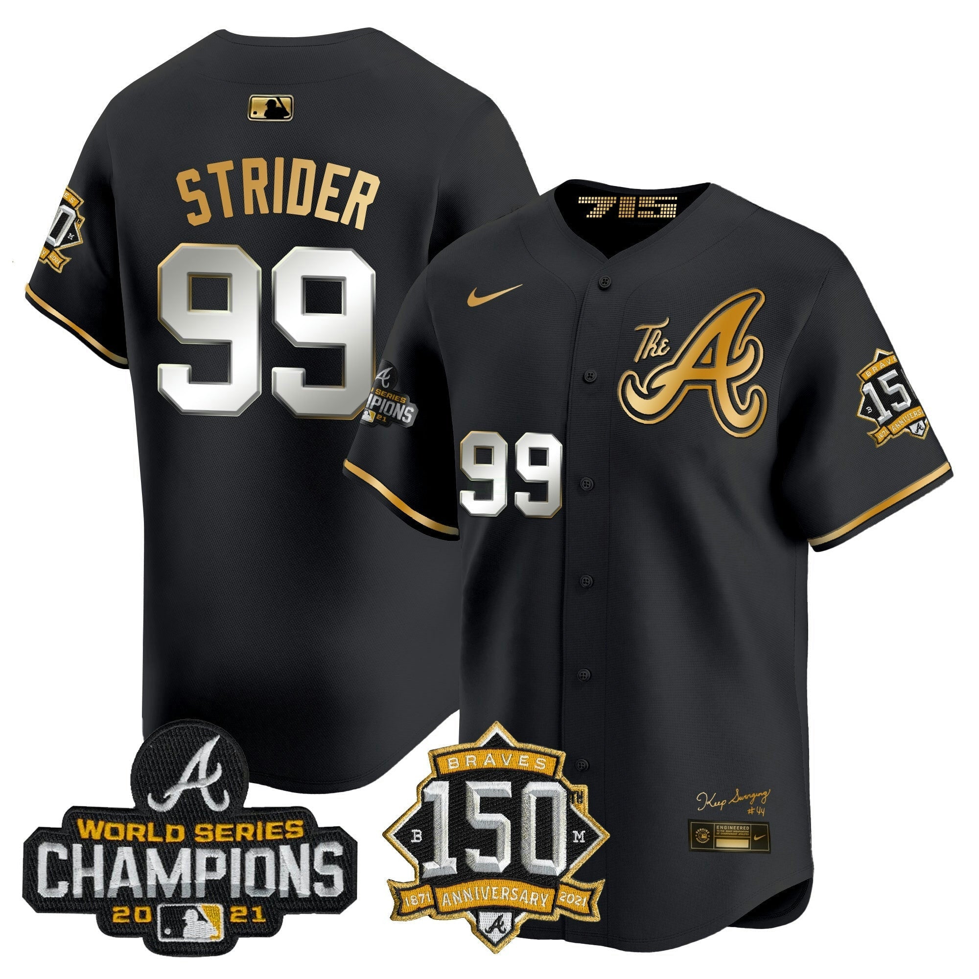Camisa MLB Men’s Atlanta Champions & 150th Patch Vapor Premier Limited Jersey