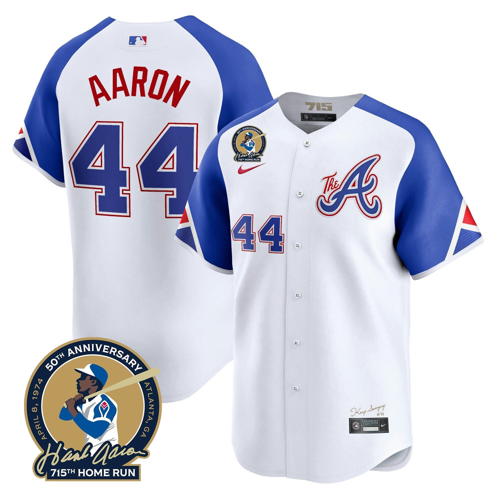 Camisa MLB Men’s Atlanta Hank Aaron 715th Home Run Patch Vapor Premier Limited Jersey