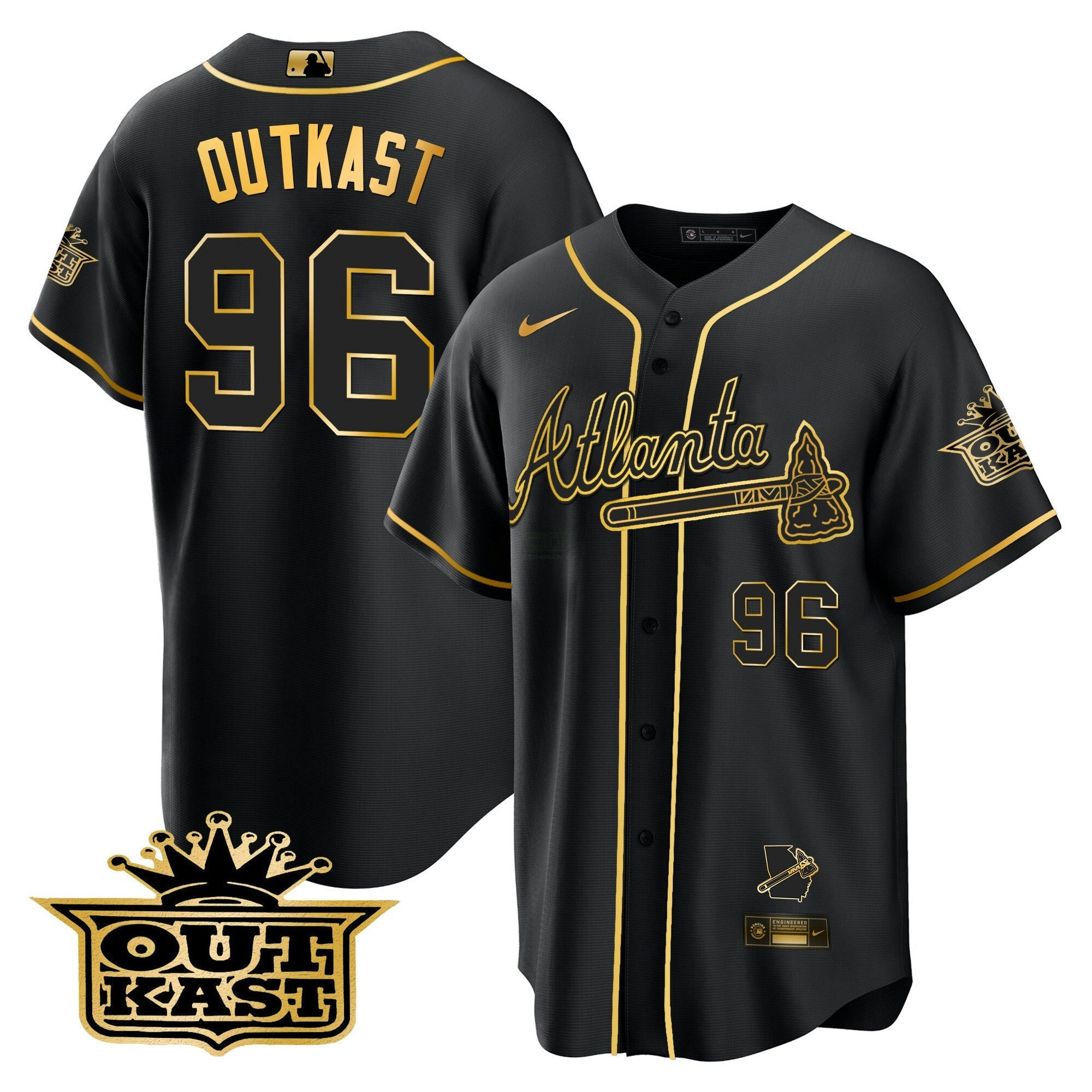Camisa MLB Men’s Atlanta Outkast Cool Base Dourada Jersey V3