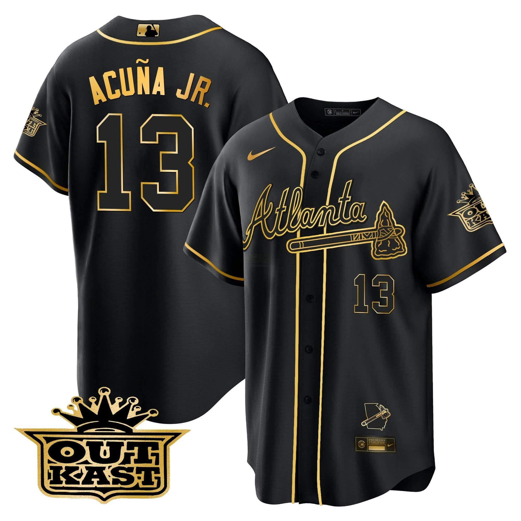 Camisa MLB Men’s Atlanta Outkast Cool Base Dourada Jersey V3