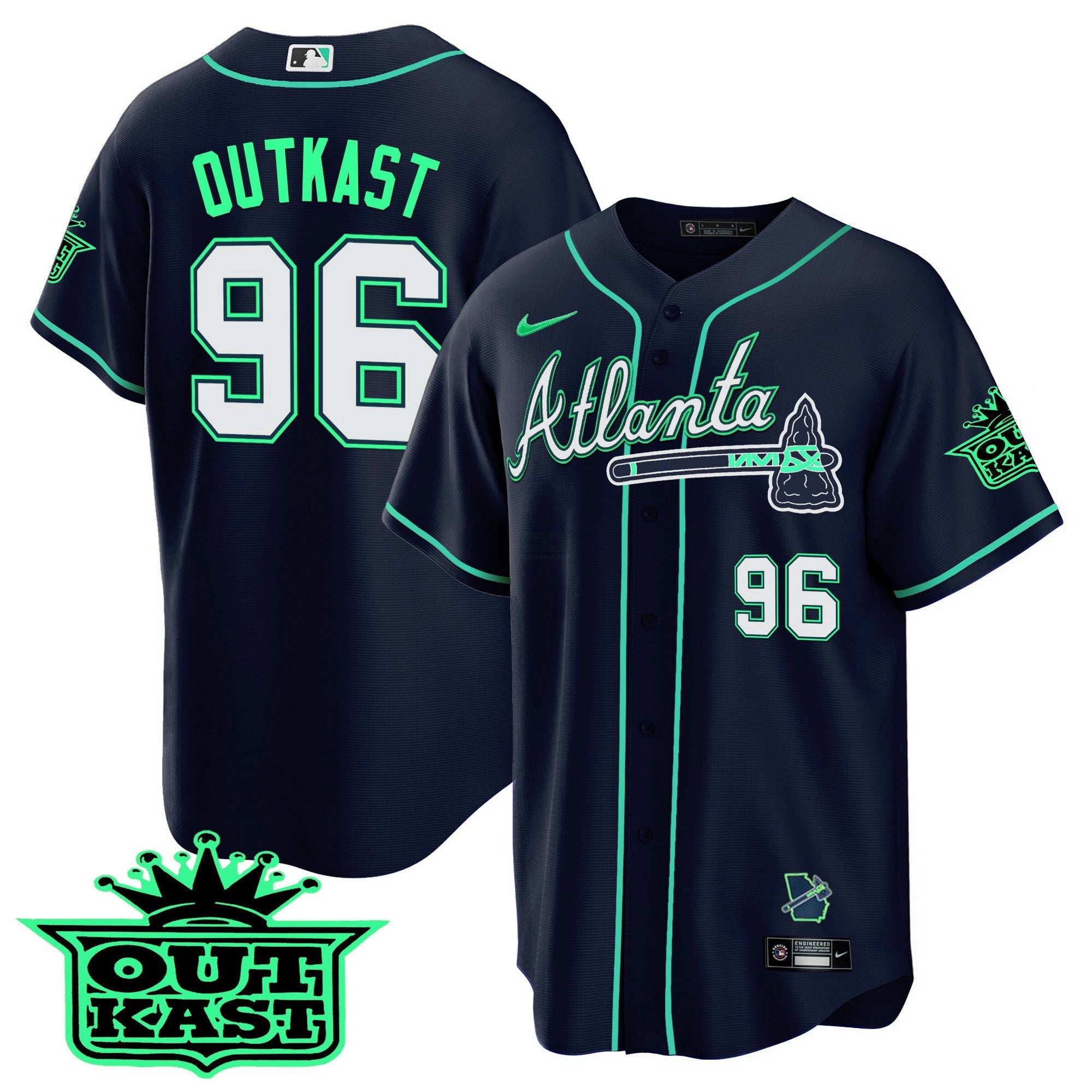 Camisa MLB Men’s Atlanta Outkast Cool Base Jersey V3 – Galaxy Version – Stitched