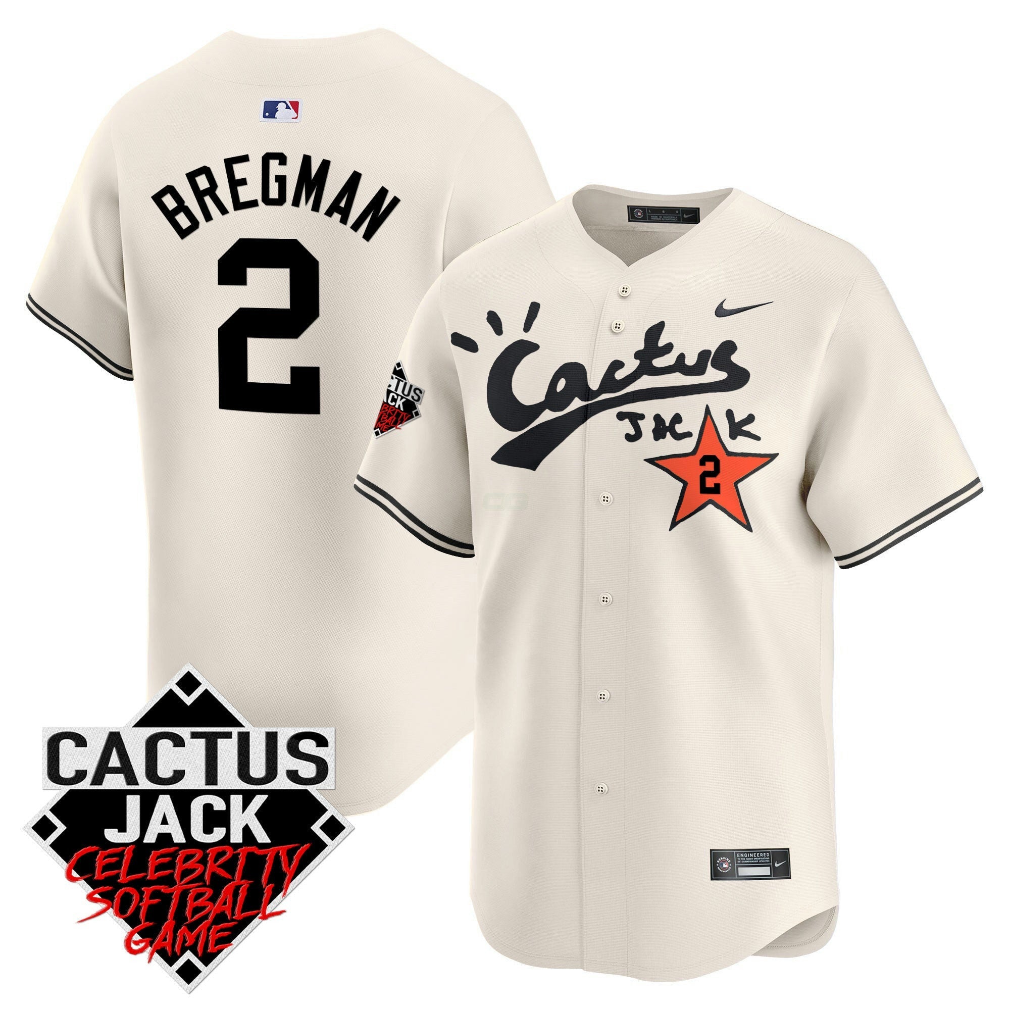Camisa MLB Men’s Cactus Jack Celebrity Softball Game Patch Vapor Premier Limited Jersey V2 – Stitched