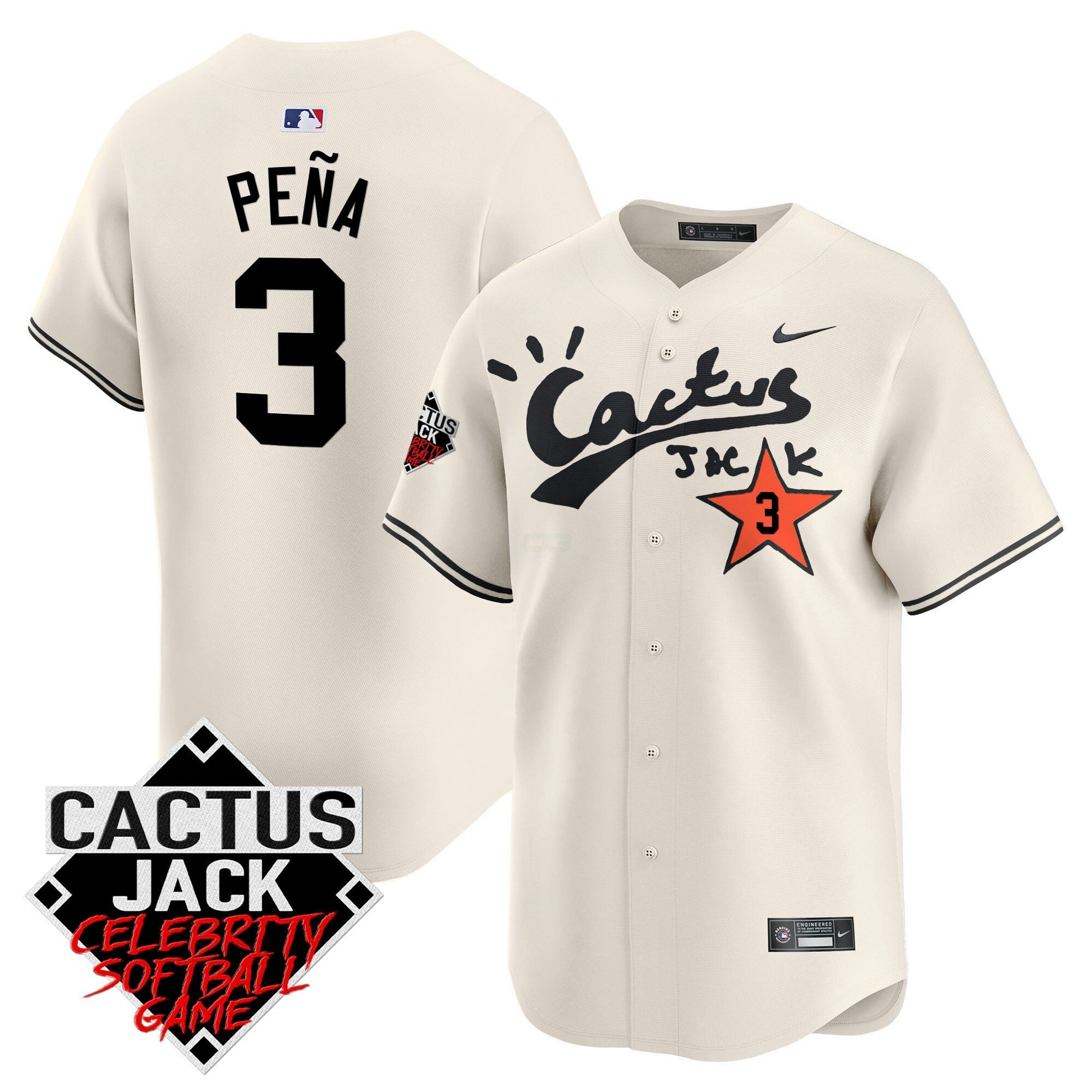 Camisa MLB Men’s Cactus Jack Celebrity Softball Game Patch Vapor Premier Limited Jersey V2 – Stitched