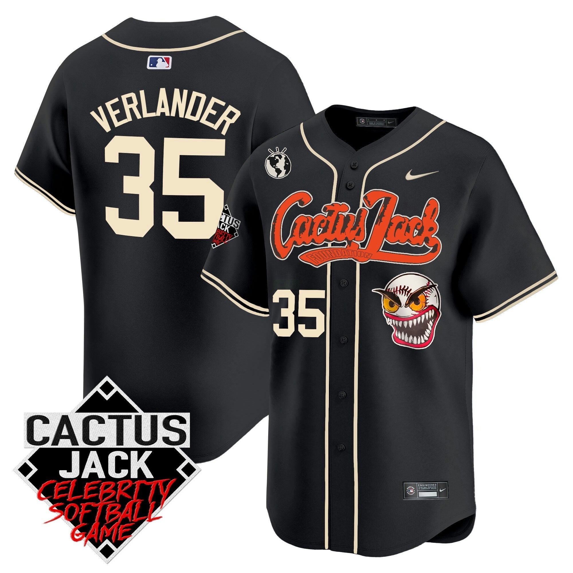Camisa MLB Men’s Cactus Jack Celebrity Softball Game Patch Vapor Premier Limited Jersey – Stitched
