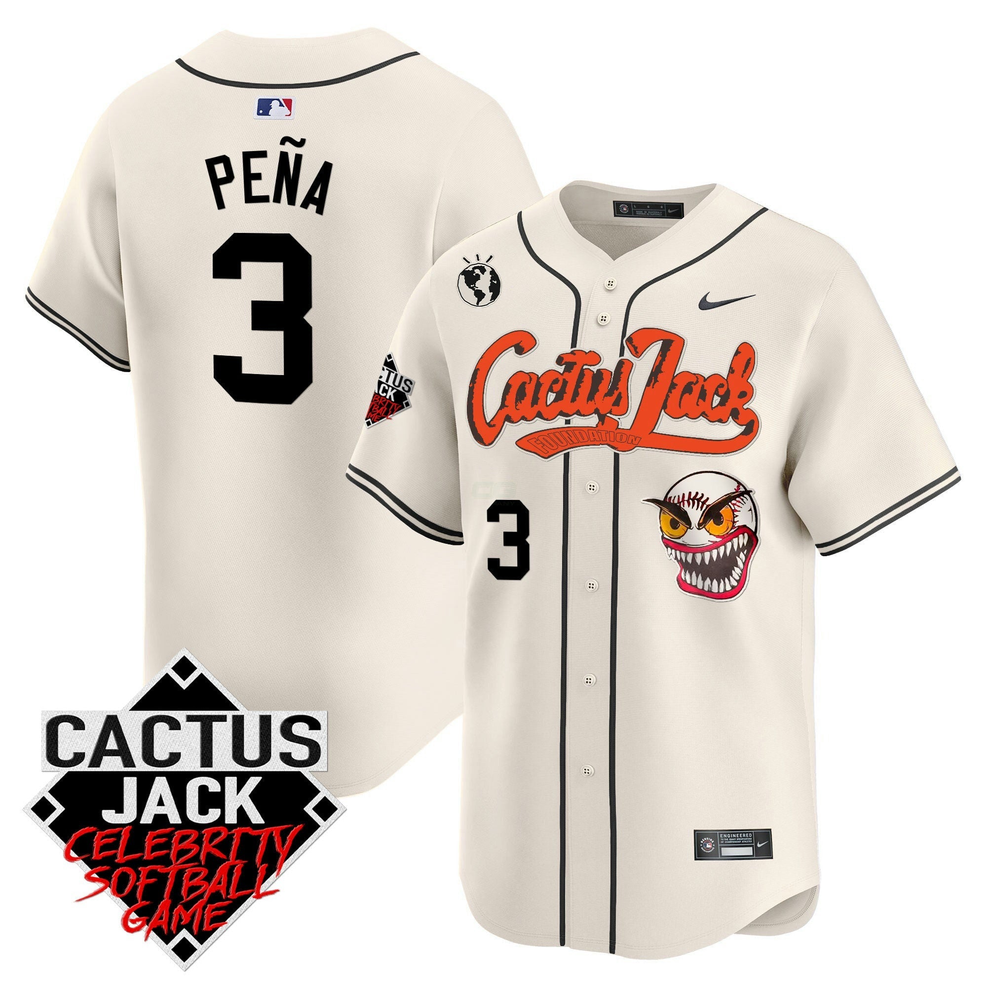 Camisa MLB Men’s Cactus Jack Celebrity Softball Game Patch Vapor Premier Limited Jersey – Stitched