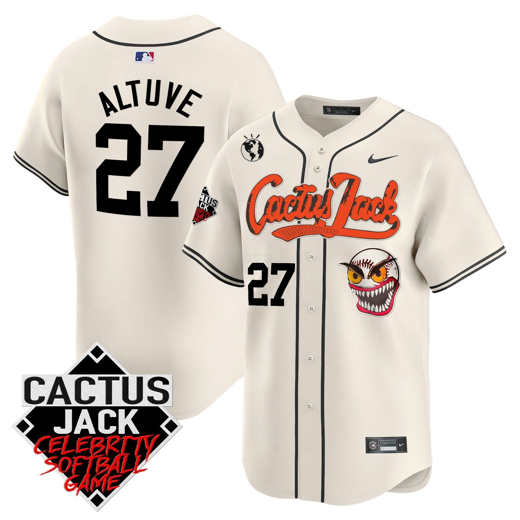 Camisa MLB Men’s Cactus Jack Celebrity Softball Game Patch Vapor Premier Limited Jersey – Stitched
