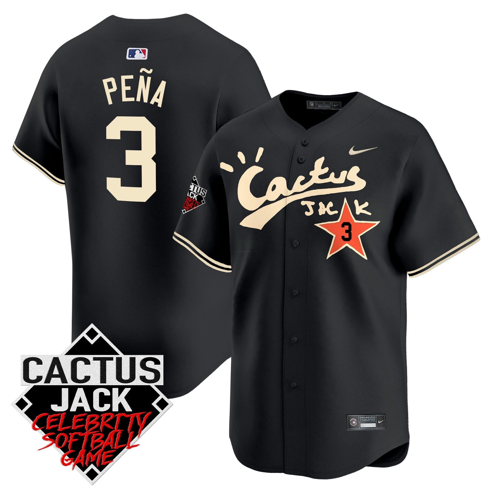 Camisa MLB Men’s Cactus Jack Celebrity Softball Game Patch Vapor Premier Limited Jersey V2 – Stitched